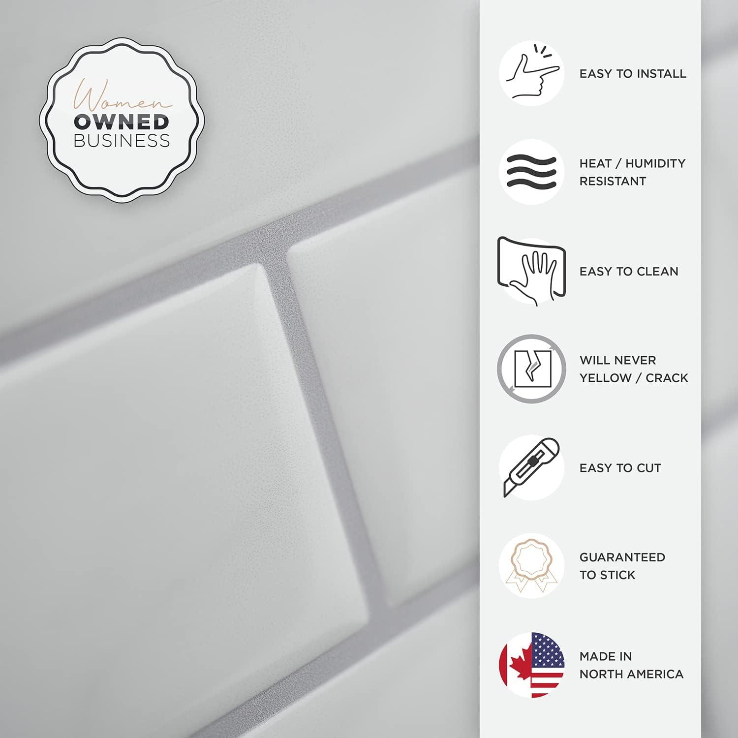 Smart Tiles - 3D Adhesive Peel and Stick Backsplash Tile, Gray & White - 10-Pack 10.95" x 9.7"