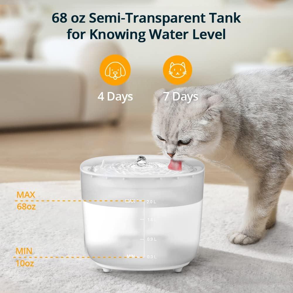 White Modern Wireless Cat Water Fountain with LED Indicator