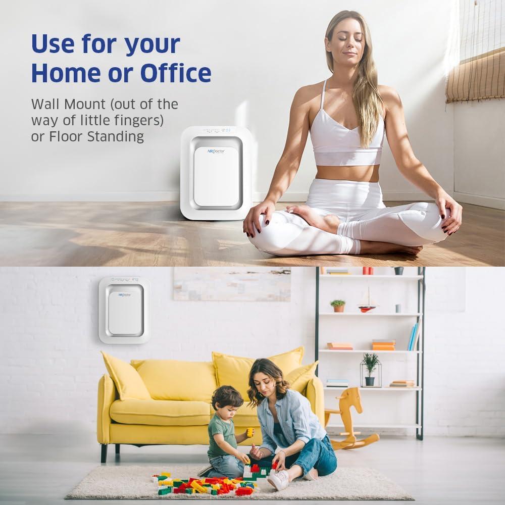 AIRDOCTOR AD2500 Wall-Mounted or Floor Standing Air Purifier for Small and Medium Size Rooms UltraHEPA with Air Quality Sensor