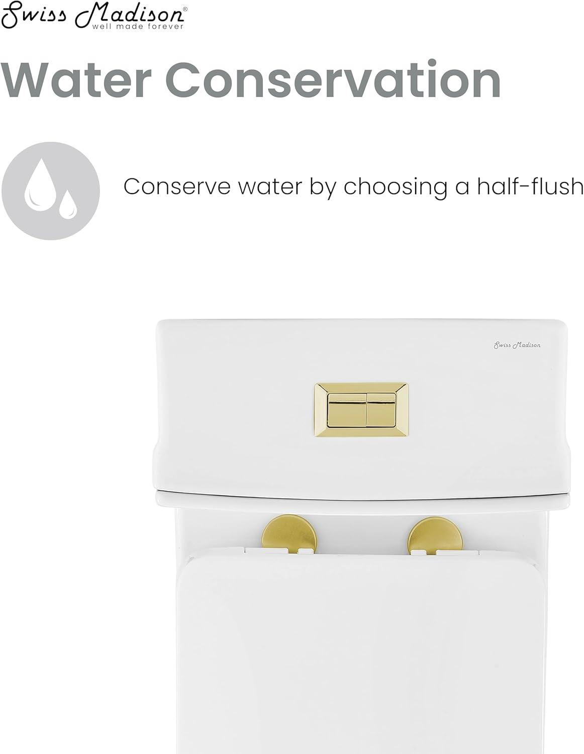 Concorde One Piece Square Toilet Dual Flush, Brushed Gold Hardware 1.1/1.6 gpf