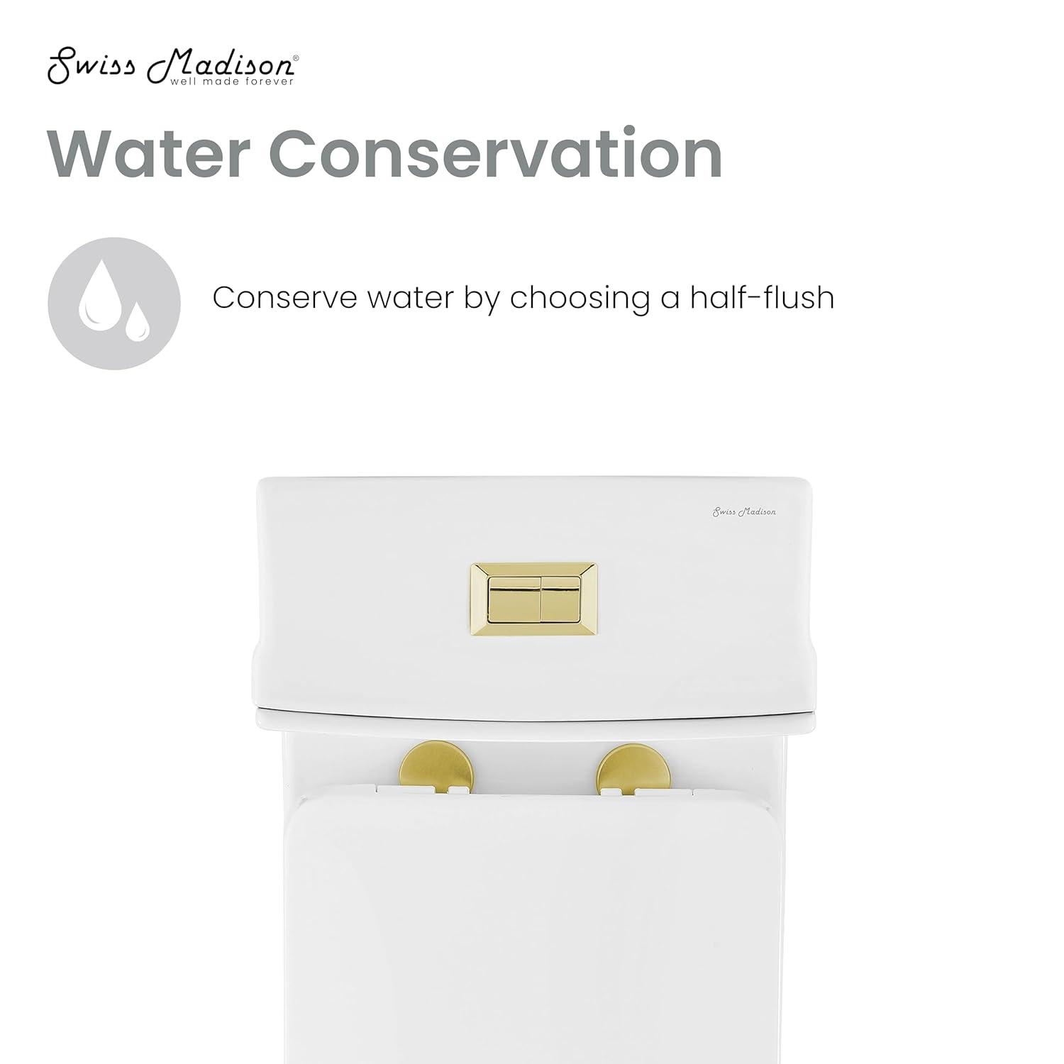 Concorde One Piece Square Toilet Dual Flush, Brushed Gold Hardware 1.1/1.6 gpf