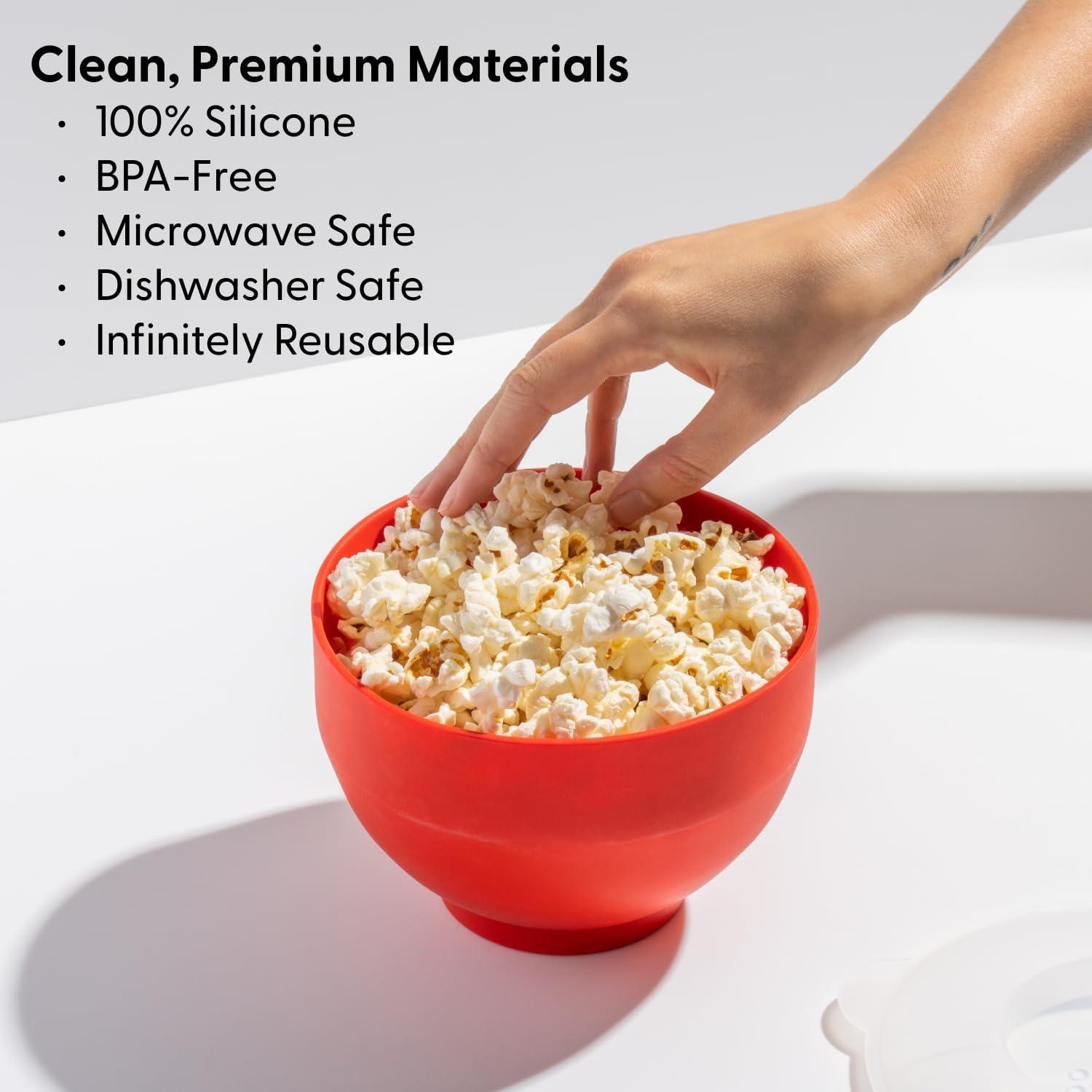 W&P Microwave Silicone Personal Popcorn Popper Maker | Charcoal | Collapsible Bowl w/Built In Measuring Cup, BPA Free, Eco-Friendly, Waste Free, 4 Cups of Popped Popcorn