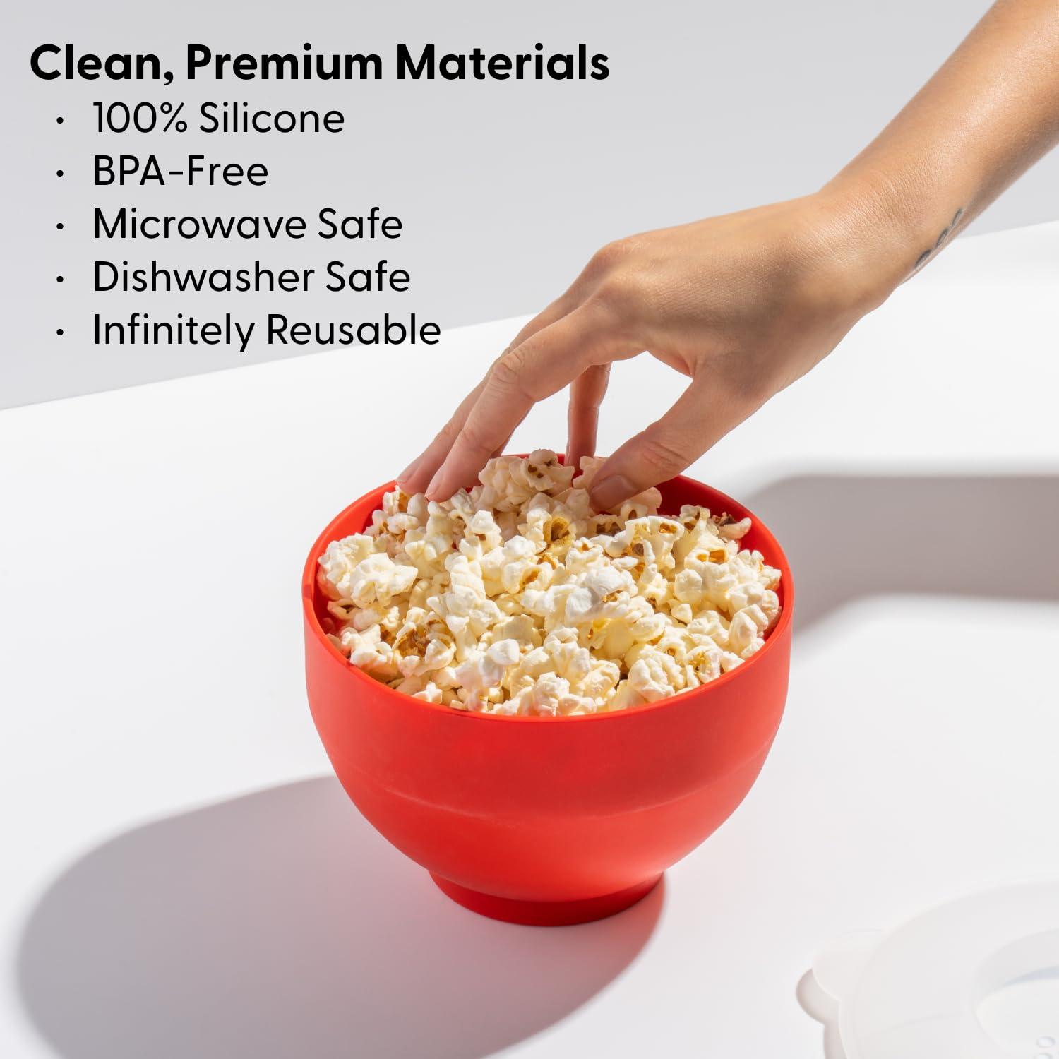 W&P Microwave Silicone Personal Popcorn Popper Maker | Charcoal | Collapsible Bowl w/Built In Measuring Cup, BPA Free, Eco-Friendly, Waste Free, 4 Cups of Popped Popcorn