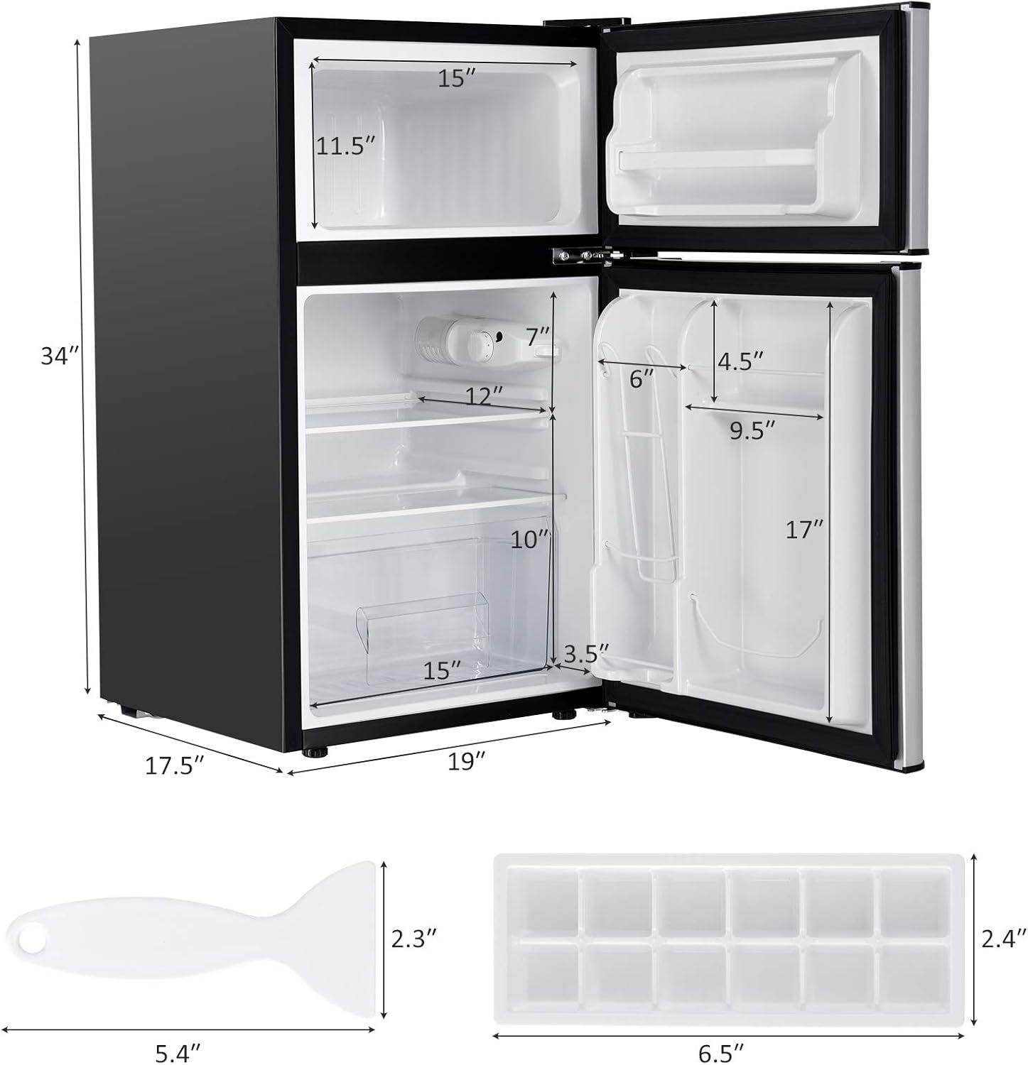 Costway Costway 3.2 Cubic Feet Portable Freestanding Mini Fridge with Freezer