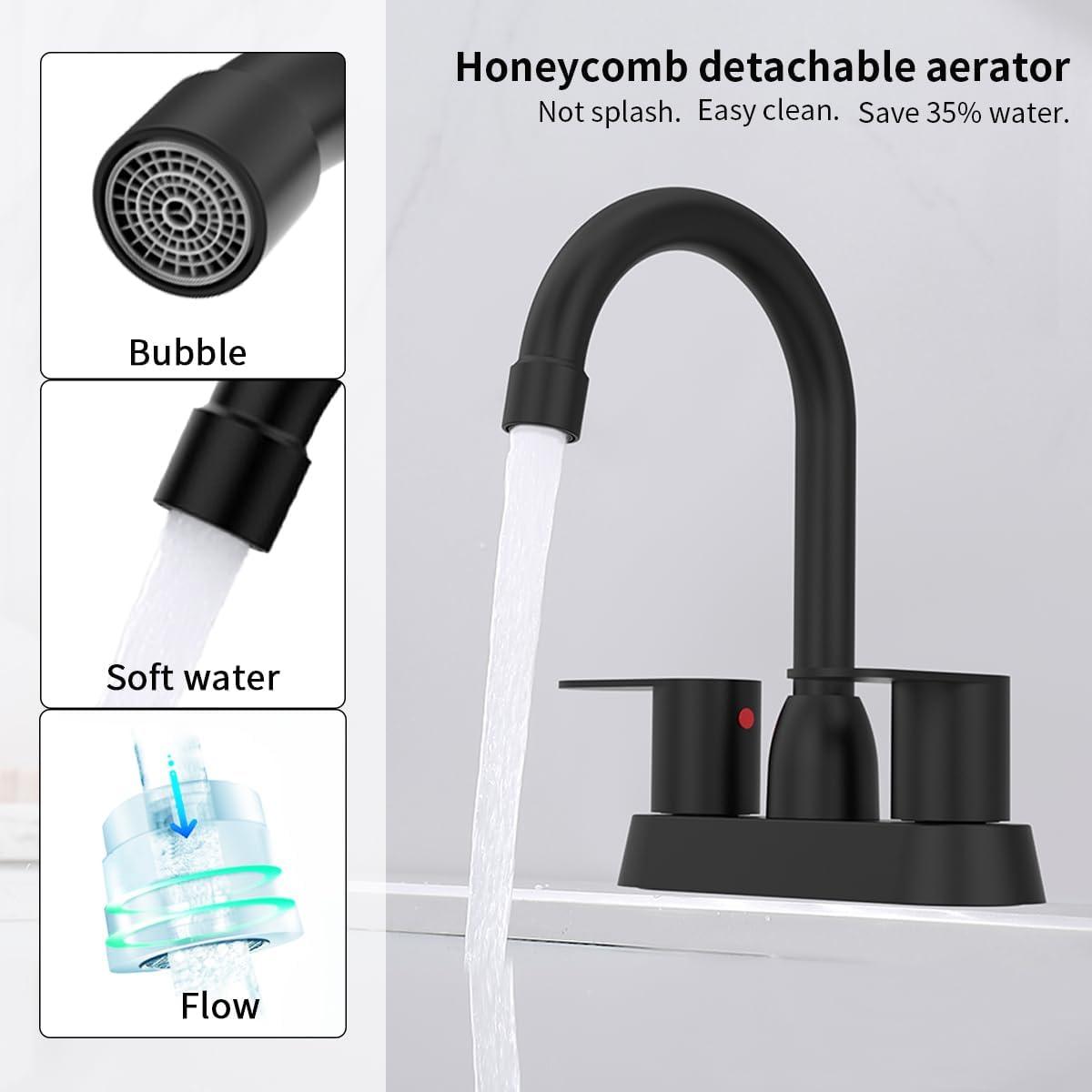 Matte Black Stainless Steel Double Handle High Arc Bathroom Faucet