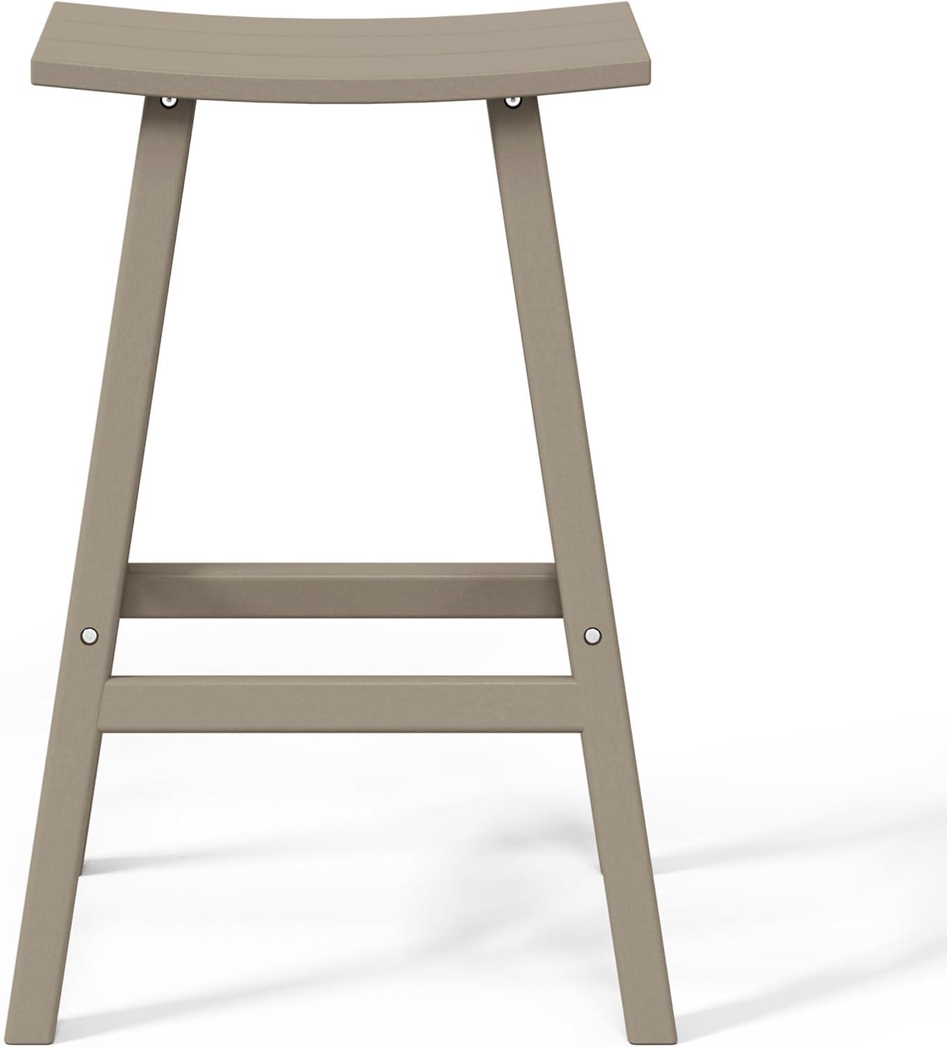 WestinTrends Malibu HDPE Outdoor Patio 29" Bar Stool Saddle Seat, Weathered Wood
