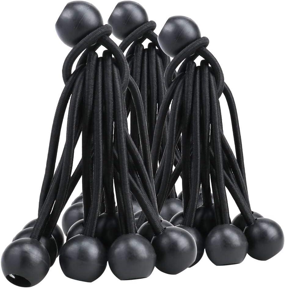 Bungee Cord, 30 Packs Bungee Balls, Black Bungee Cords Heavyweight 4 inches Tarp Bungee Cords Tie Down Straps Multifunction Elastic Rope for Camping, Tents, Cargo, Projector Screen, Canopy Tent