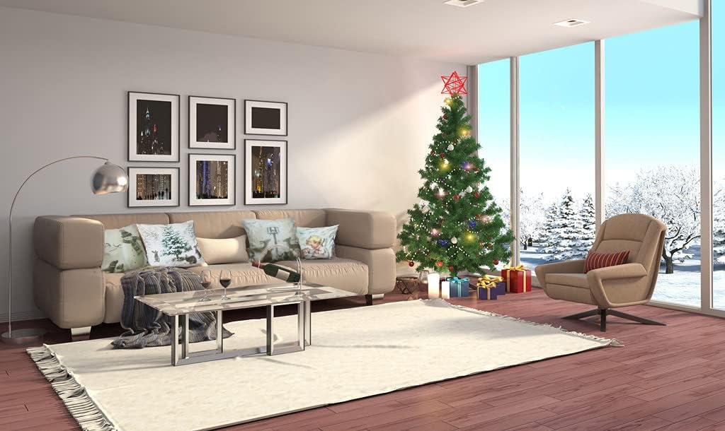 Decorative Throw Pillow Cover Christmas - 18 x 18 Inch Animal Snowman Rabbit Deer Silver Xmas Cushion Case - Set of 4 Square Pillowslip, Gift for Sofa, Patio, bedroom Decor (Hellote Xmas, 18"x18")