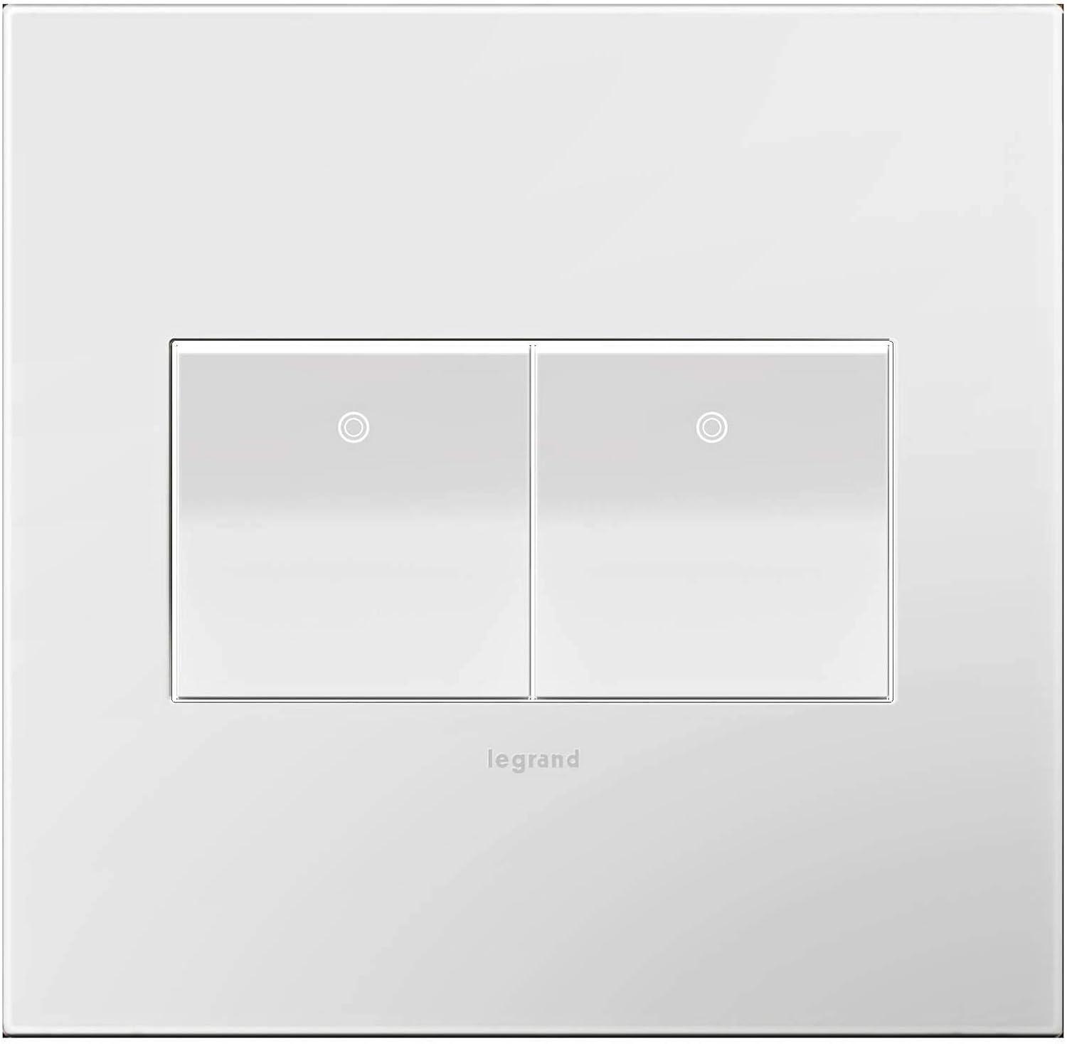 Legrand adorne 2-Gang Screwless Wall Plate in Gloss White-on-White Finish, AWP2GWHW10