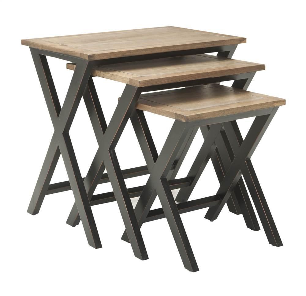Jack Tray Tables - Black/Oak - Safavieh.