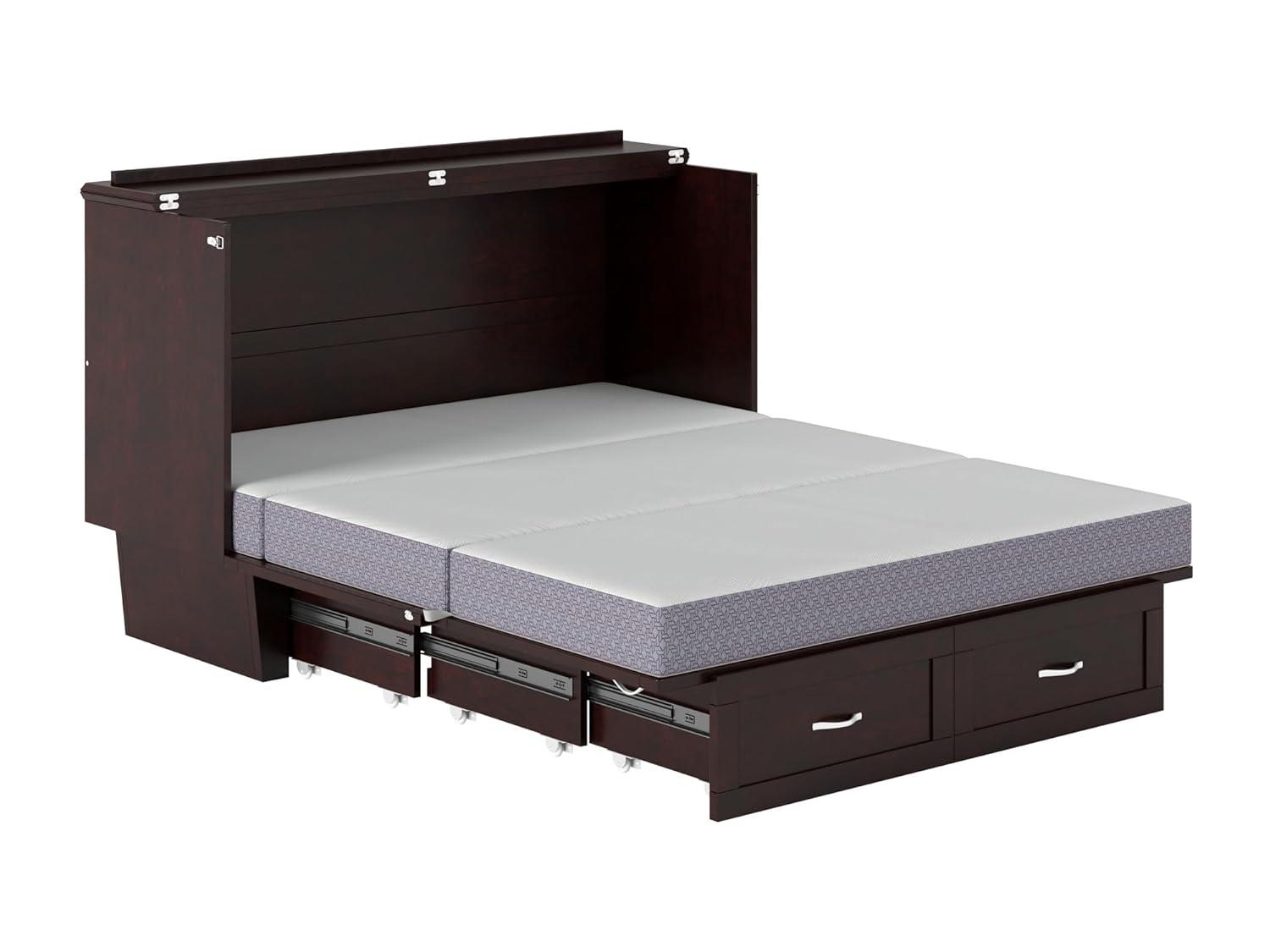 Queen Monroe Murphy Bed Chest with Memory Foam Mattress - AFI