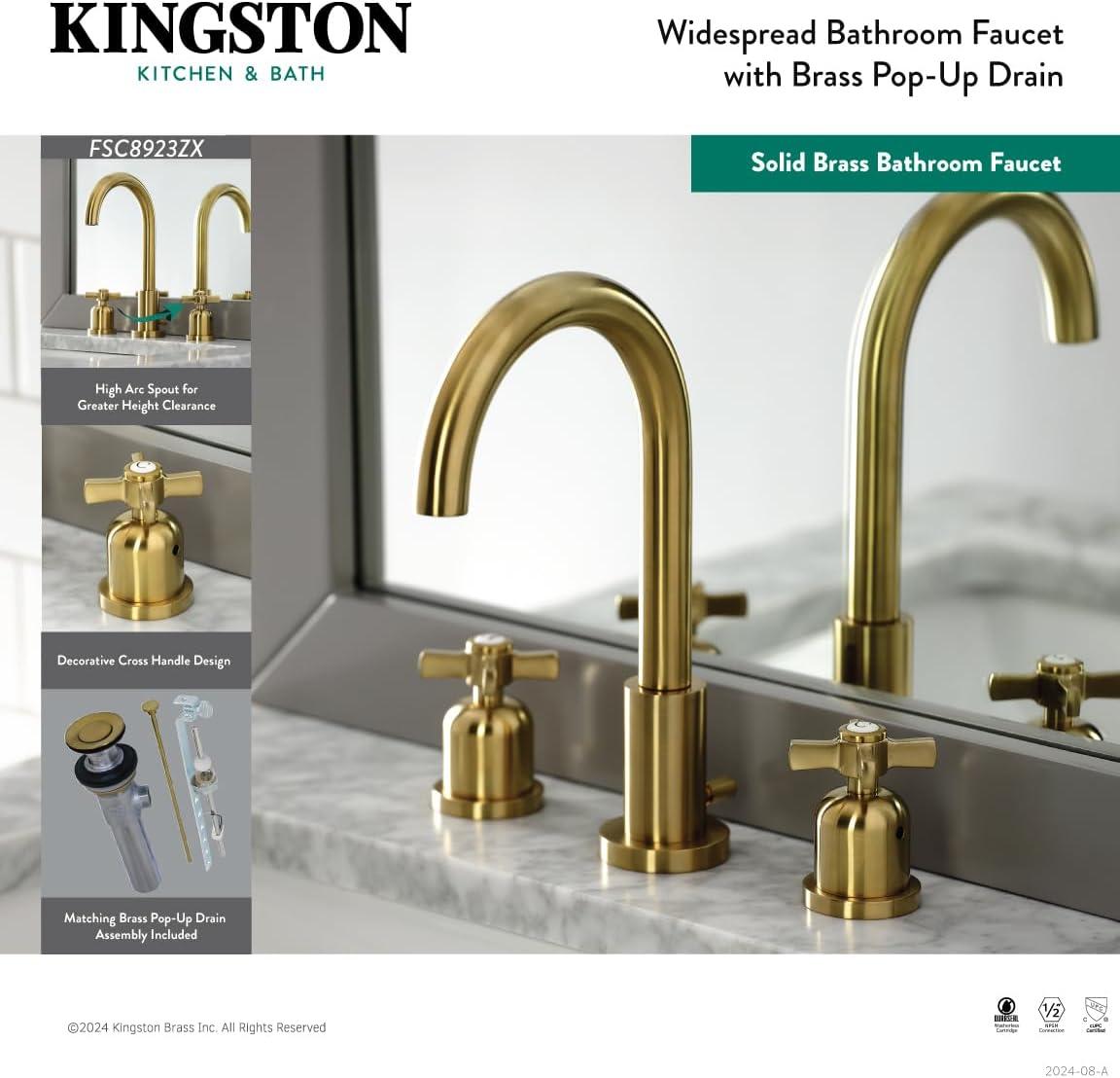 Fauceture FSC8923ZX Millennium Widespread Bathroom Faucet, Brushed Brass