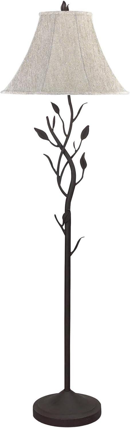 Athos Matte Black Hand Forged Iron Floor Lamp with White Shade