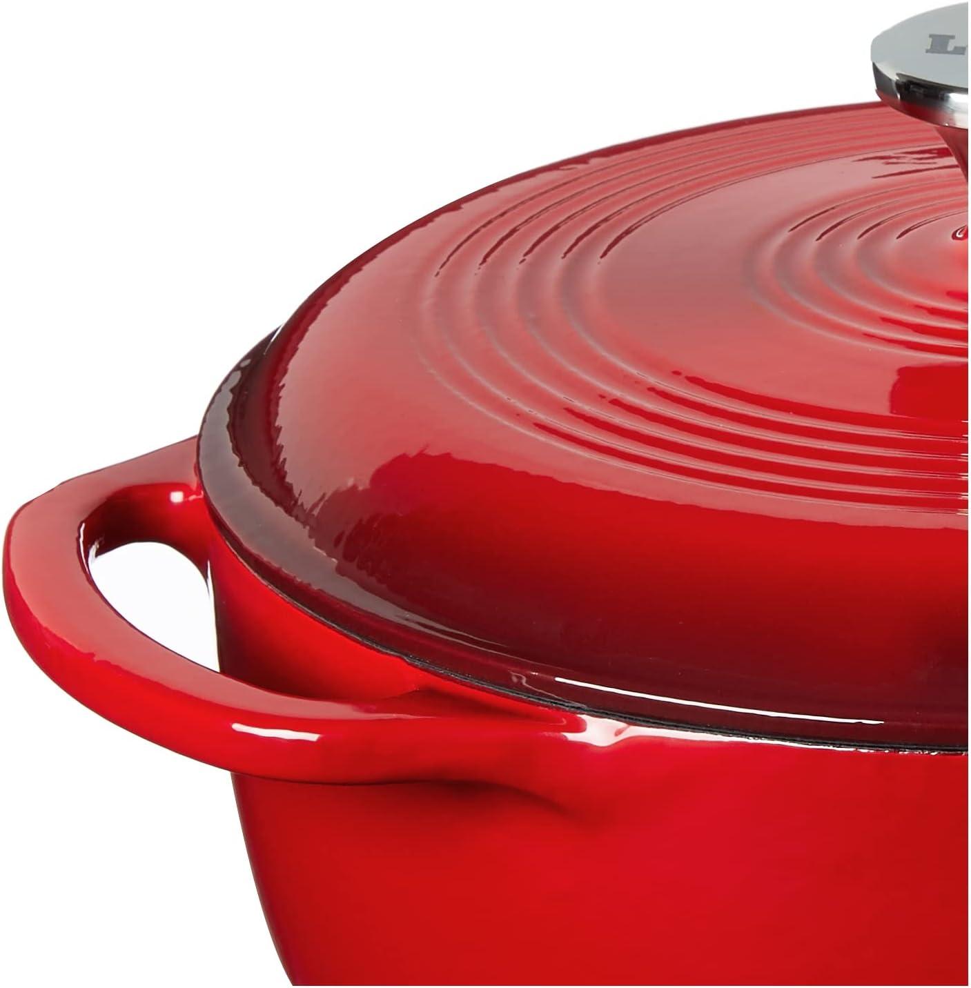 Lodge Cast Iron 4.5 Quart Enameled Dutch Oven, Red