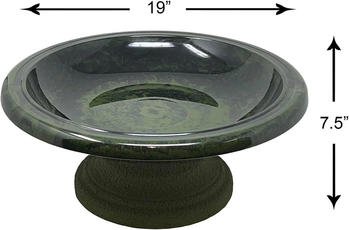 Hunter Green Fiber Clay Bird Bath with Low Base