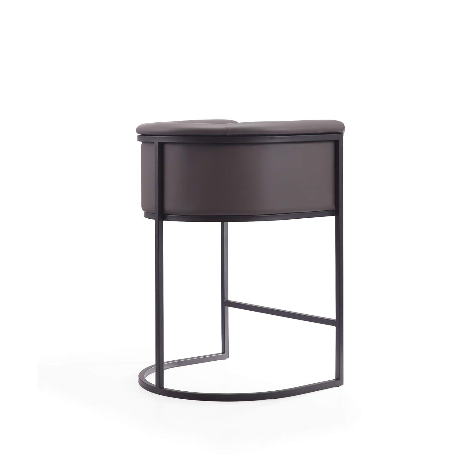 Manhattan Comfort Cosmopolitan Metal Counter Height Barstool Pebble: Upholstered, Low Back, Armrest