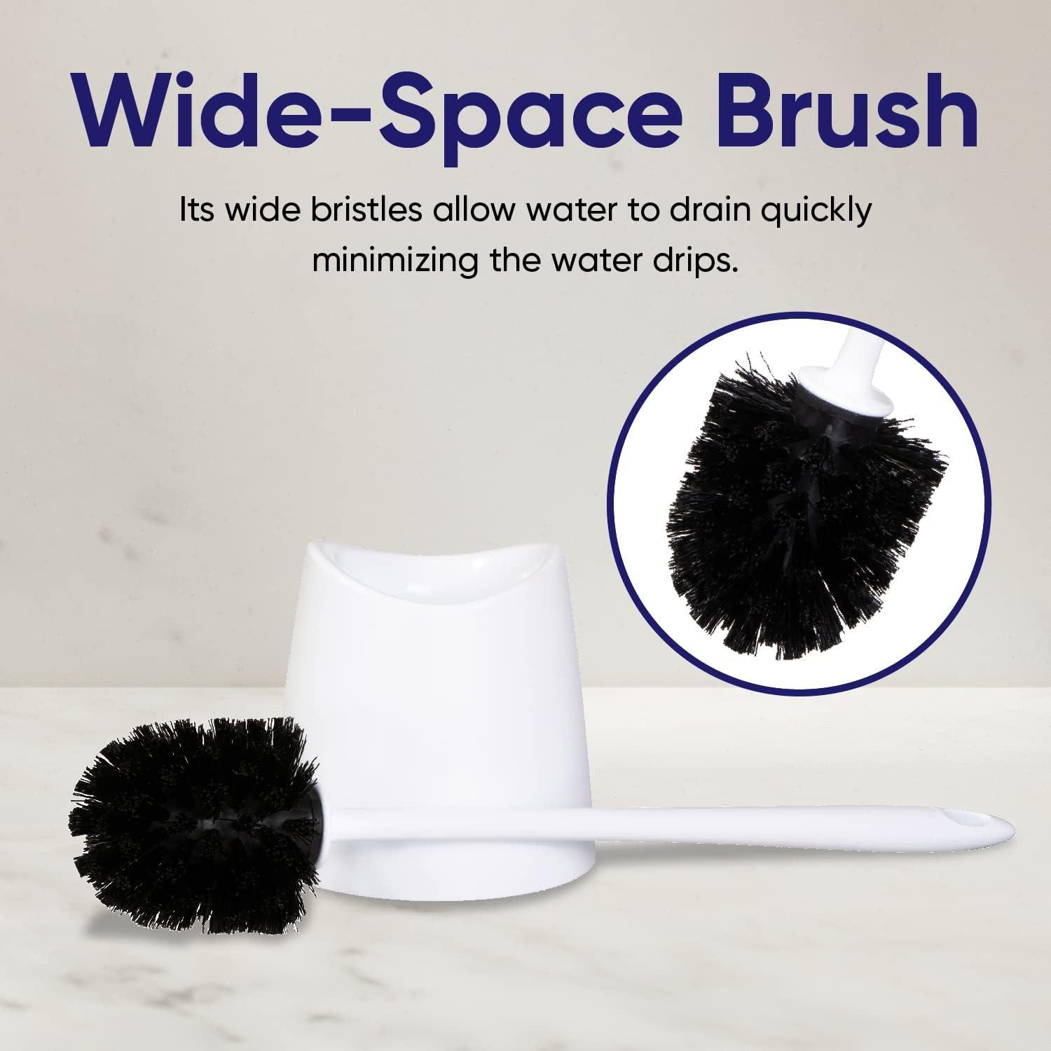 Modern Toilet Brush and Holder, White Toilet Bowl Scrub Brush with Storage Caddy, Bathroom Cleaner. by Superio