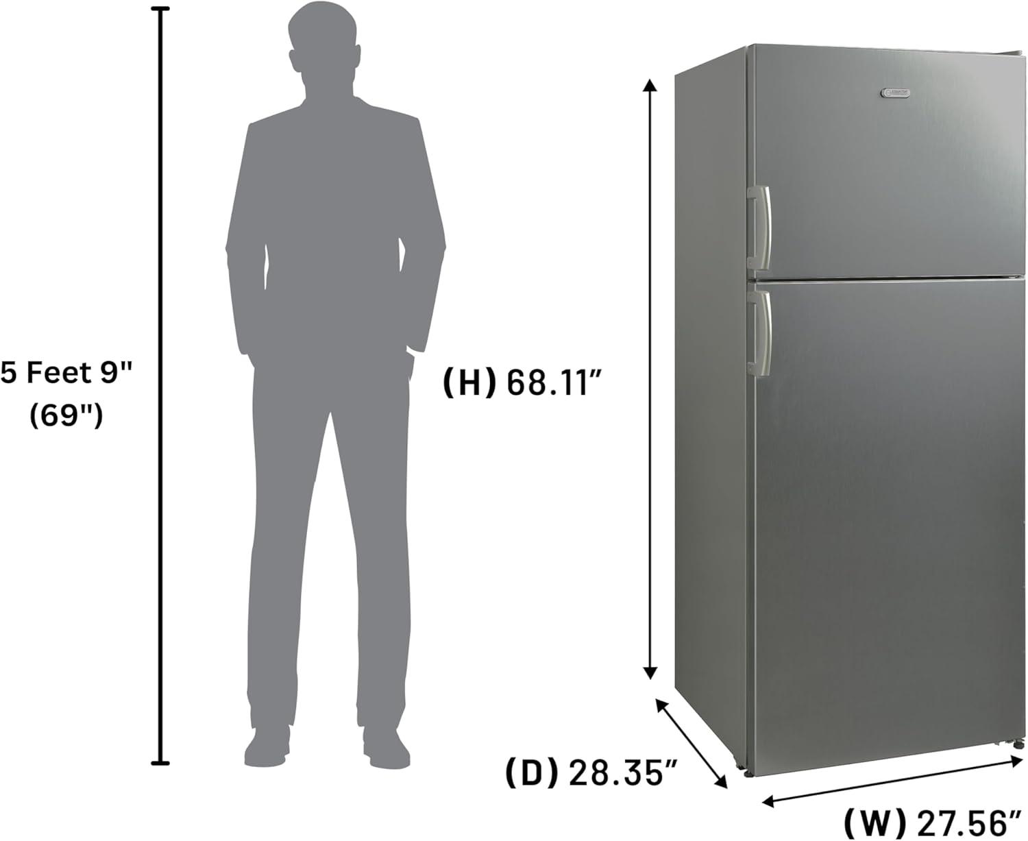 Equator Advanced Appliances Equator 14.3 cf Stainless Refrigerator-Freezer Top Mount Frost Free E-Star Europe RF 142 S