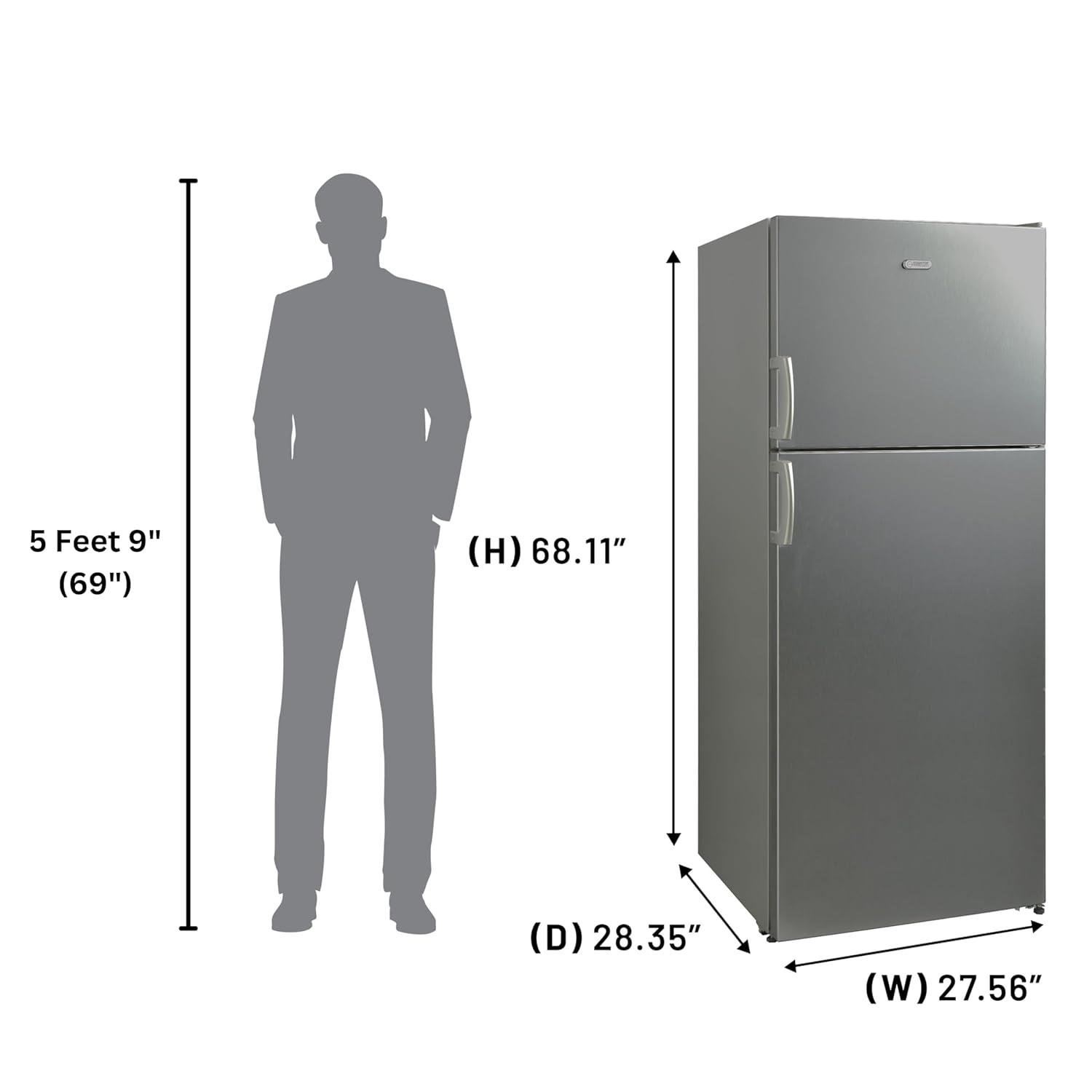 Equator Advanced Appliances Equator 14.3 cf Stainless Refrigerator-Freezer Top Mount Frost Free E-Star Europe RF 142 S