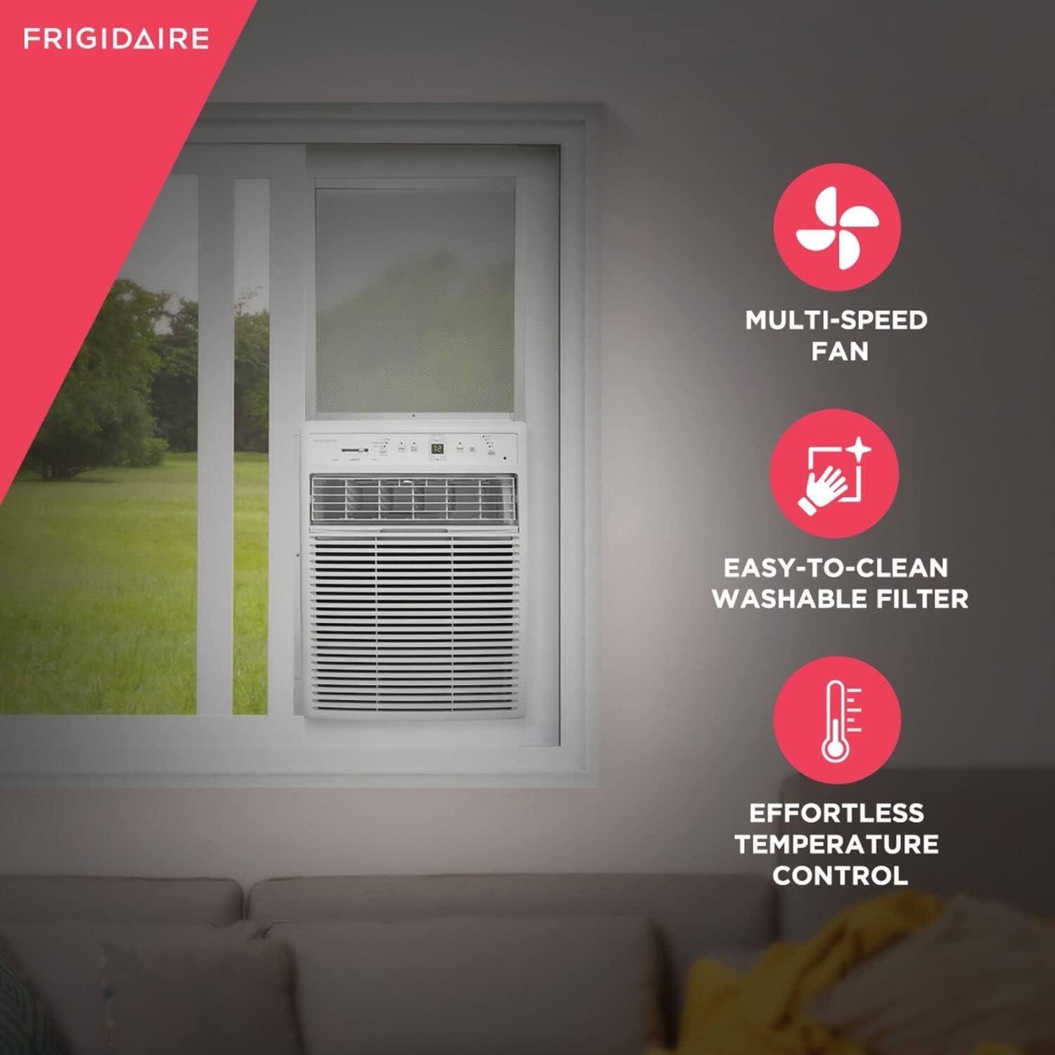 Frigidaire 10,000 BTU 450 Sq. Ft. Casement Window Air Conditioner with Remote, White, FFRS1022RE