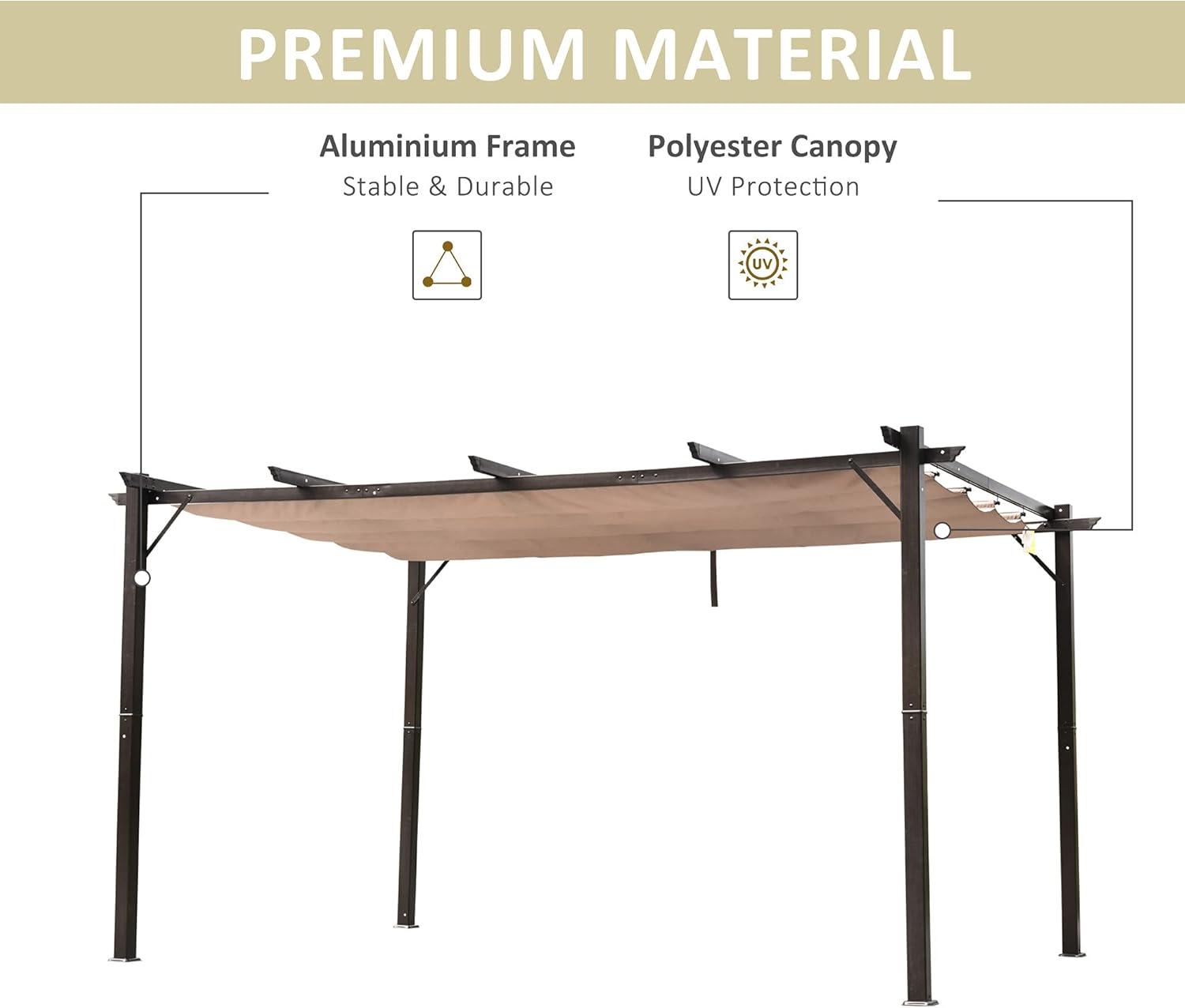 Outsunny Outsunny Pergola with Retractable Shade Canopy, Aluminum