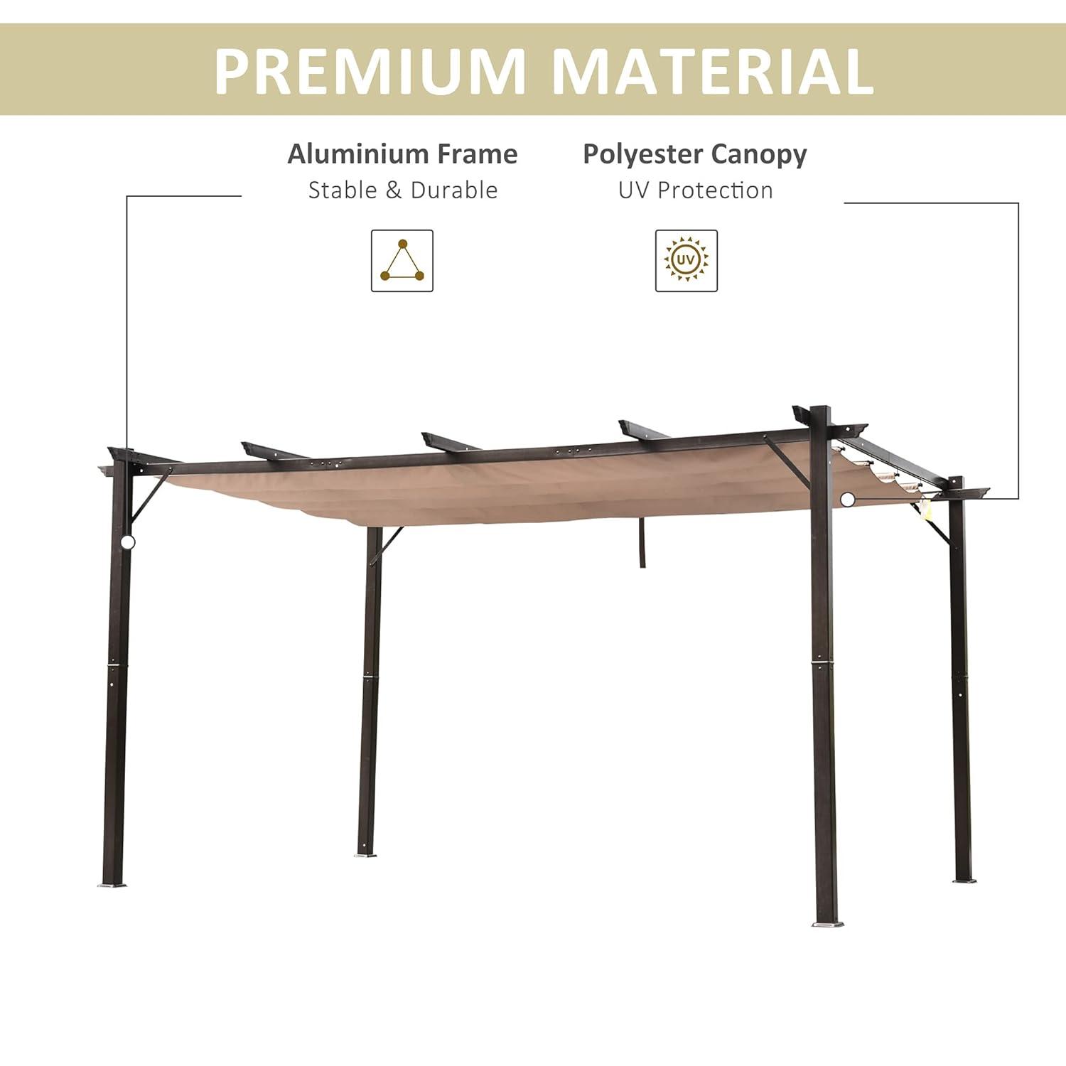Outsunny Outsunny Pergola with Retractable Shade Canopy, Aluminum