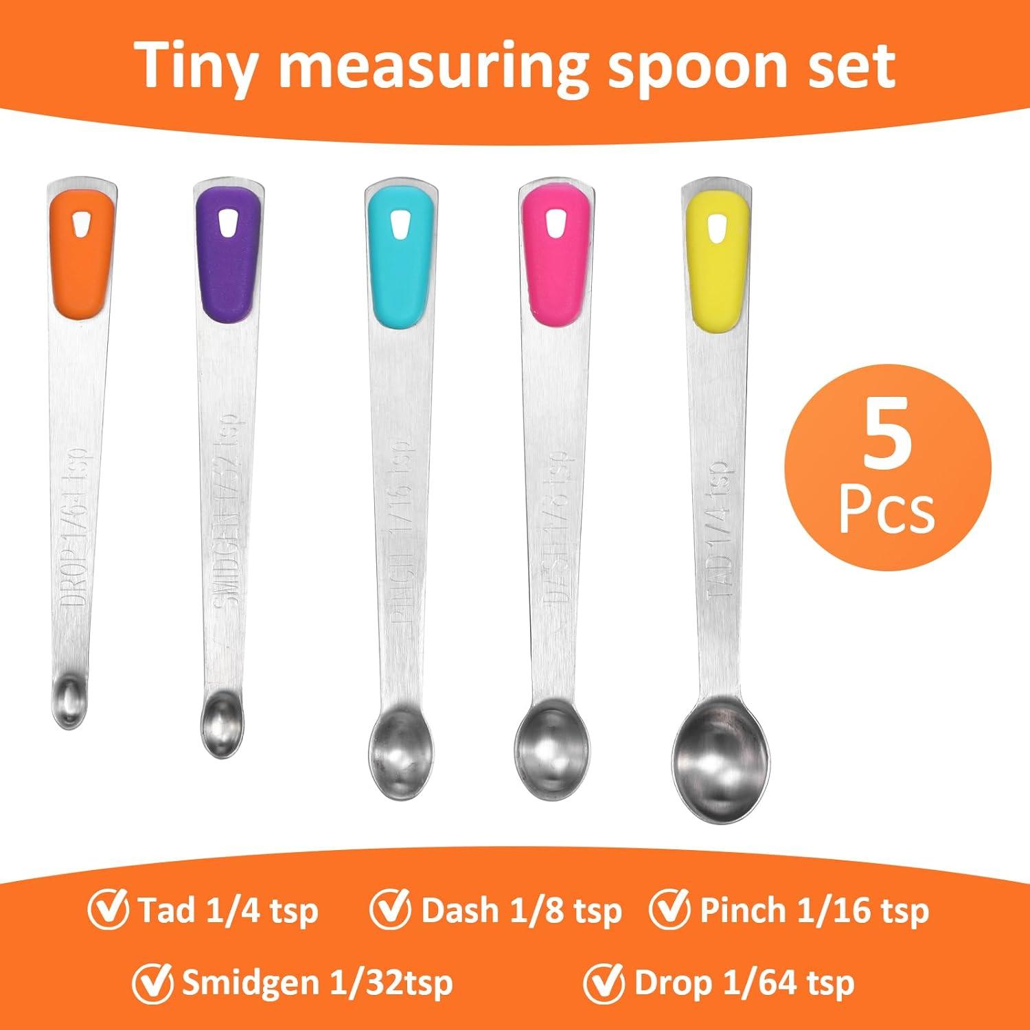 Measuring Spoons Set, Heavy Duty Stainless Steel Measuring Spoons, Mini Measuring Spoon for Cooking Baking, Tablespoon Teaspoon for Dry or Liquid Ingredients, Fits in Spice Jar,set of 5