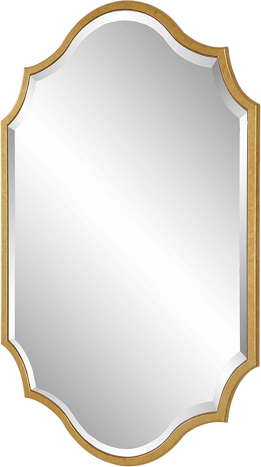 Benzara 27 x 41 Modern Beveled Mirror in Classic Metal Frame, Gold Leaf Finish