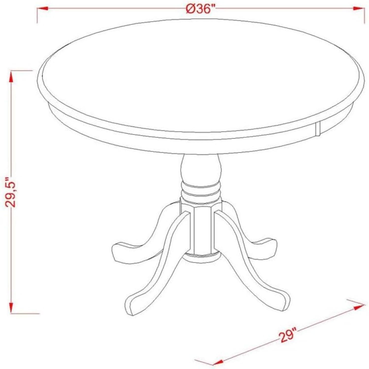 36 in. Antique Round Acacia Wood Dining Table with Linen White Pedestal