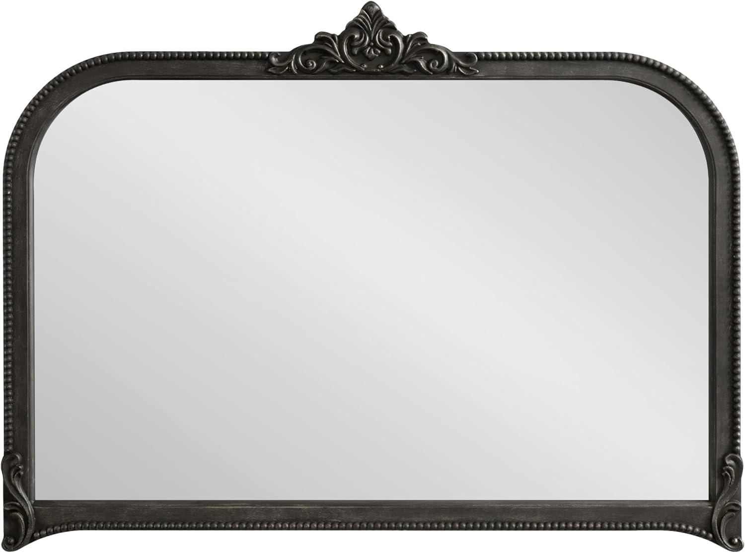 Hubanks Black Baroque-Inspired Arched Wall Mirror 40" x 30"