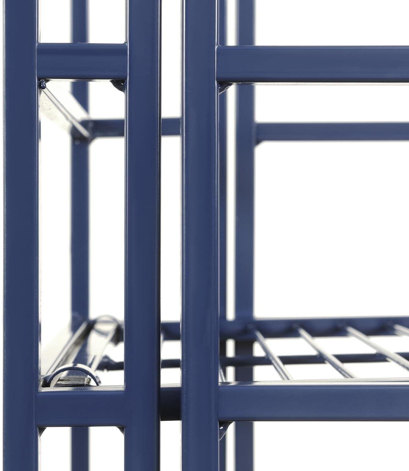 Cobalt Blue Adjustable 5-Tier Folding Metal Storage Shelf