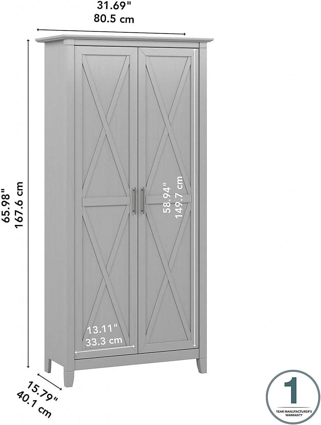 Key West Tall Storage Cabinet with Doors in Cape Cod Gray - Engineered Wood