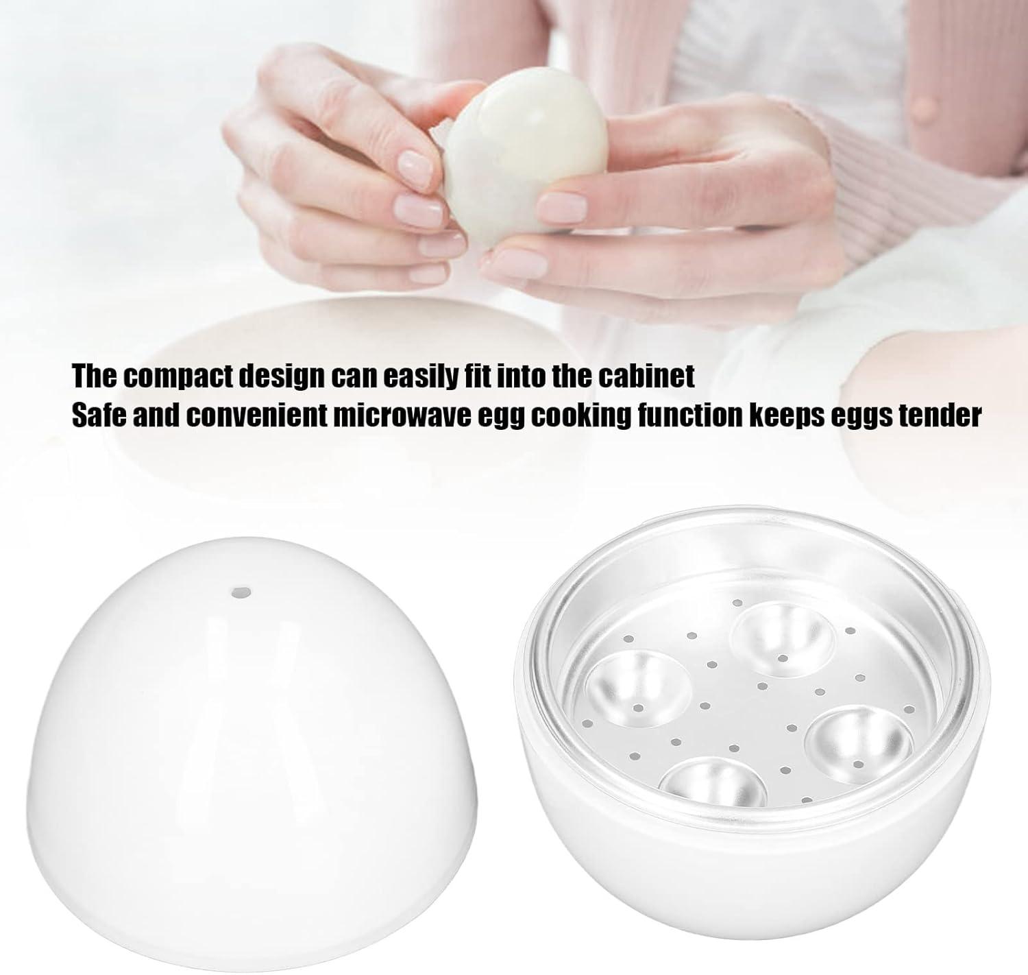 EggFecto Microwave Egg Cooker for Hard Boiled Eggs - 4 Rapid Microwave Hard Boiled Egg Cooker with Strong PP Exterior and Aluminum Tray