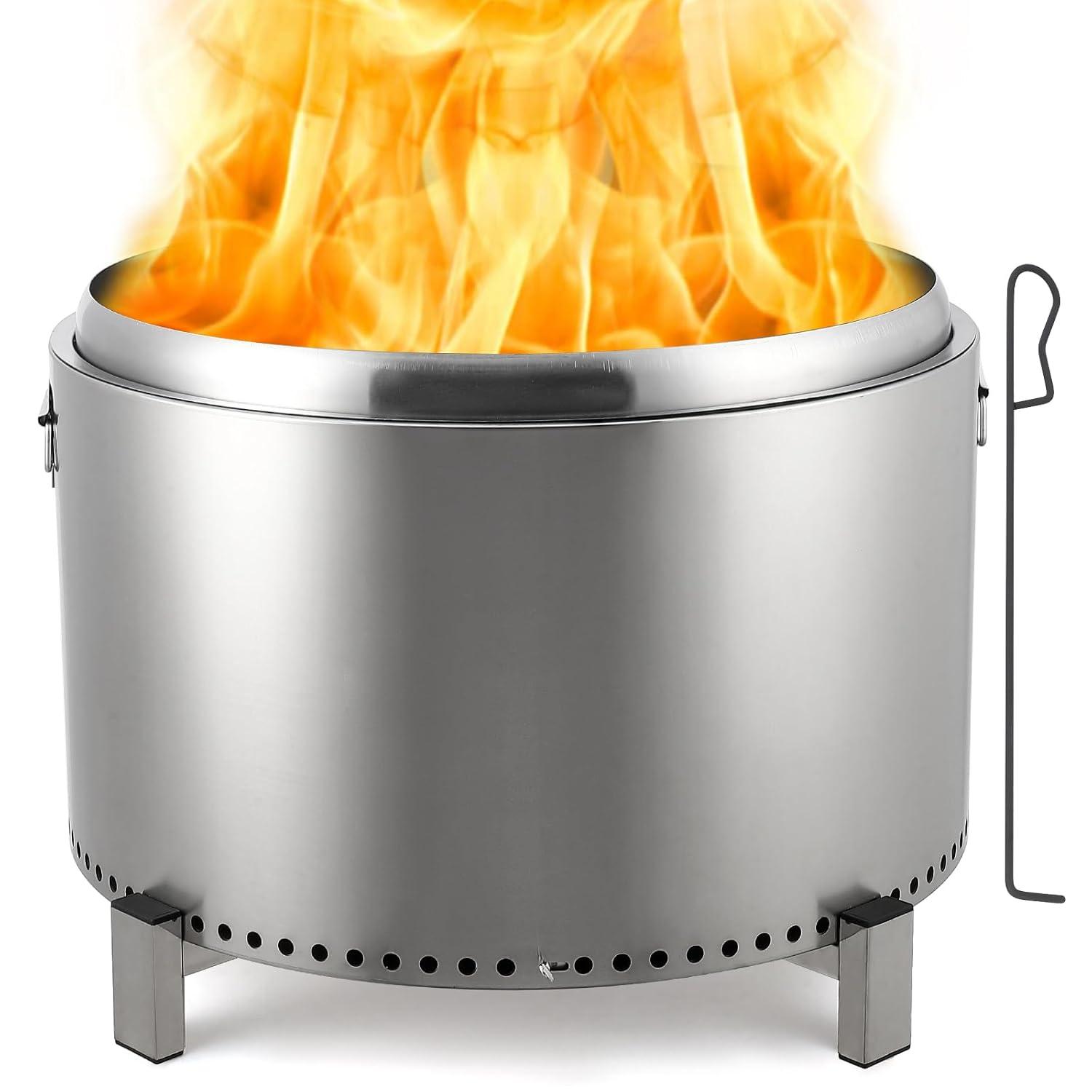 27-Inch Stainless Steel Smokeless Fire Pit with Removable Stand