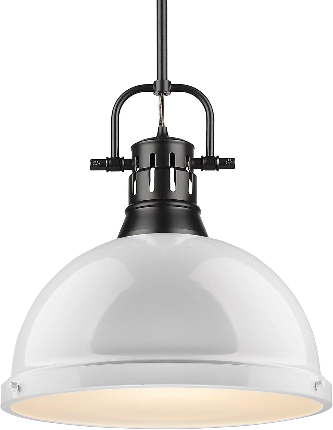 Golden Lighting Duncan 1-Light Large Pendant in Matte Black with White