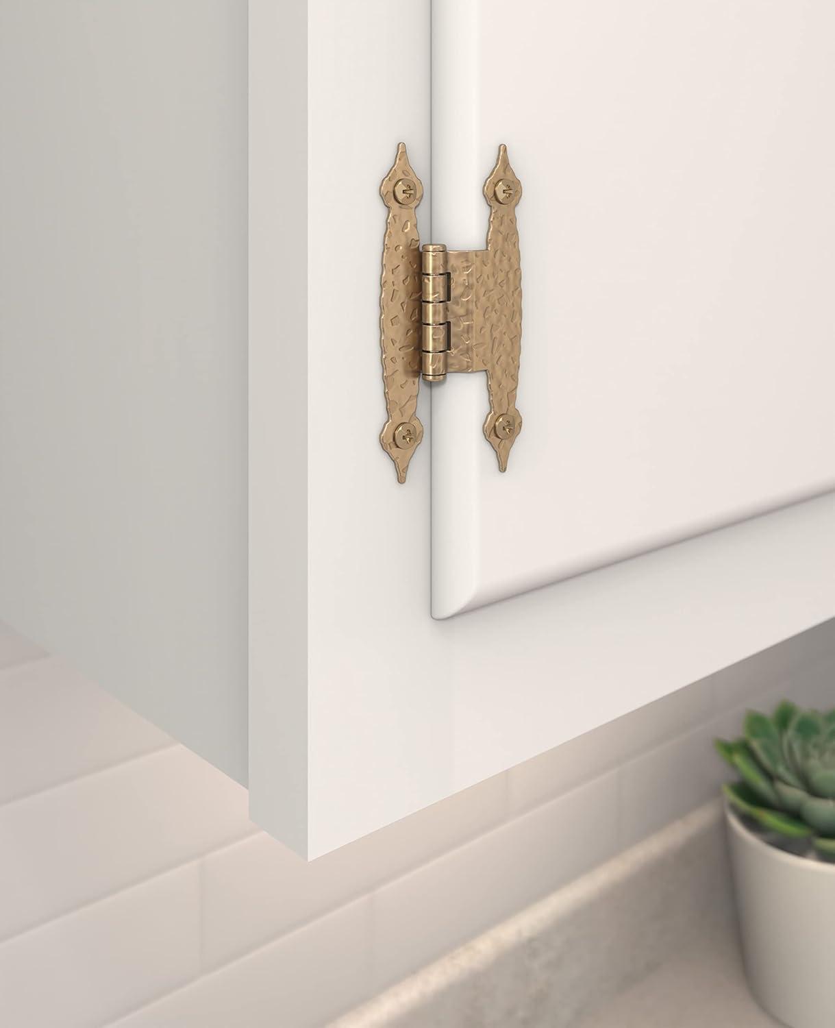 Amerock 3/8in (10mm) Offset Non-Self Closing Face Mount Champagne Bronze Cabinet Hinge - 1 Pair