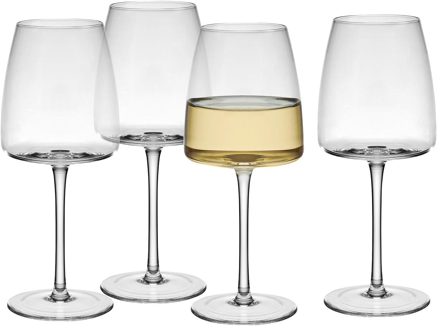 Cora Clear Glass 13 oz White Wine Glasses Set of 4