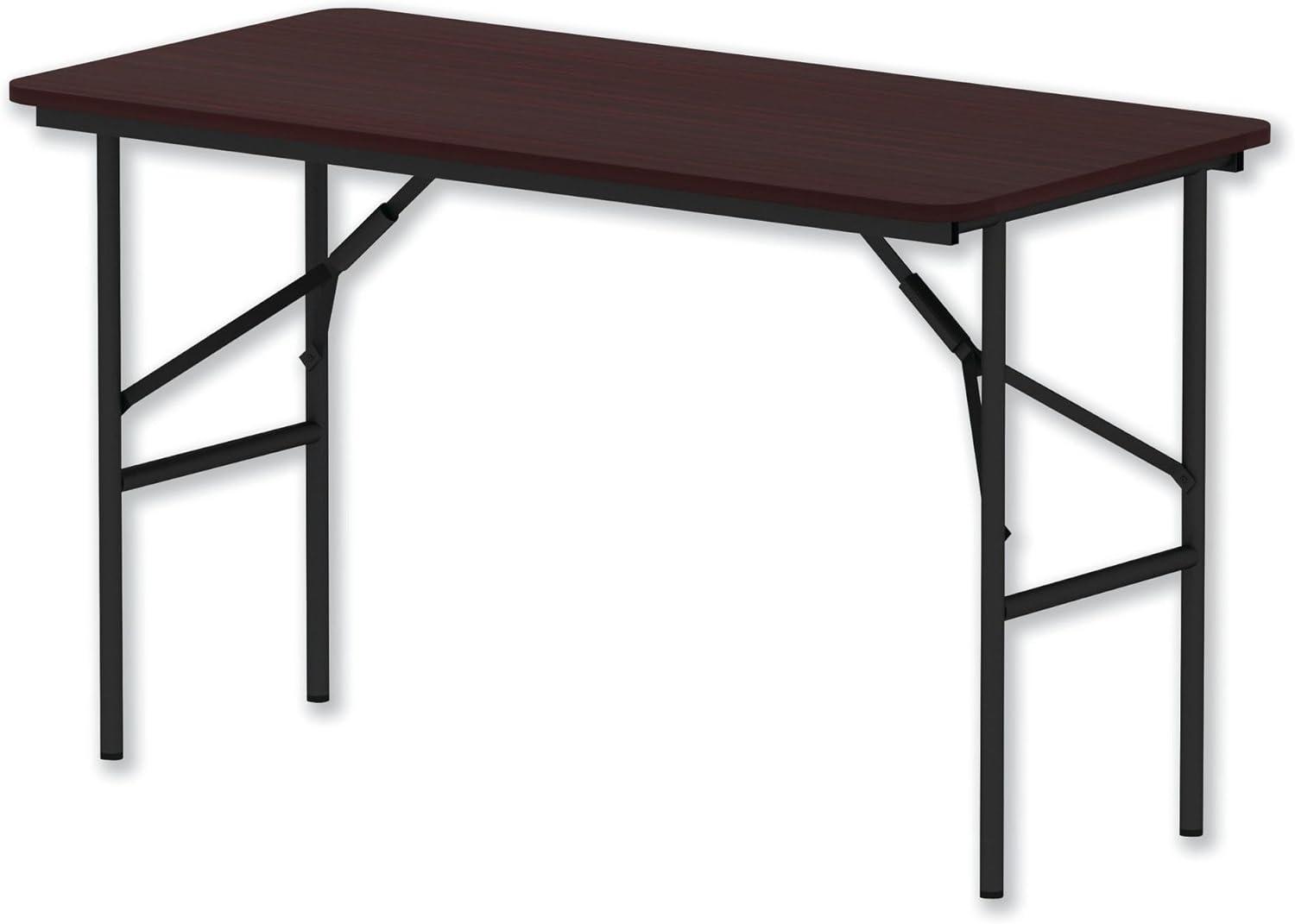 Mahogany Elegance 48" Portable Folding Table with Vinyl Edging