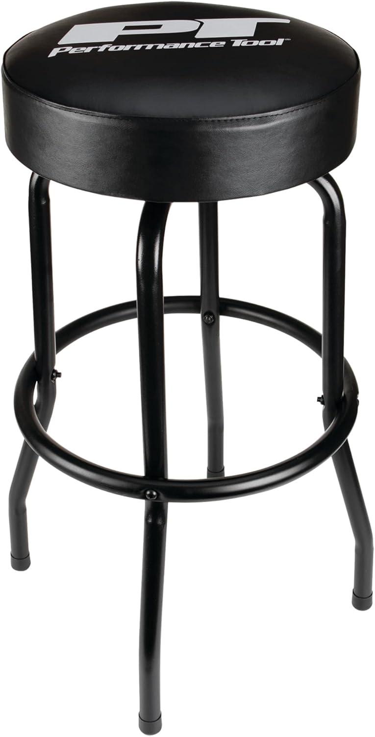 30-Inch Black Vinyl Swivel Bar Stool with Chrome Legs