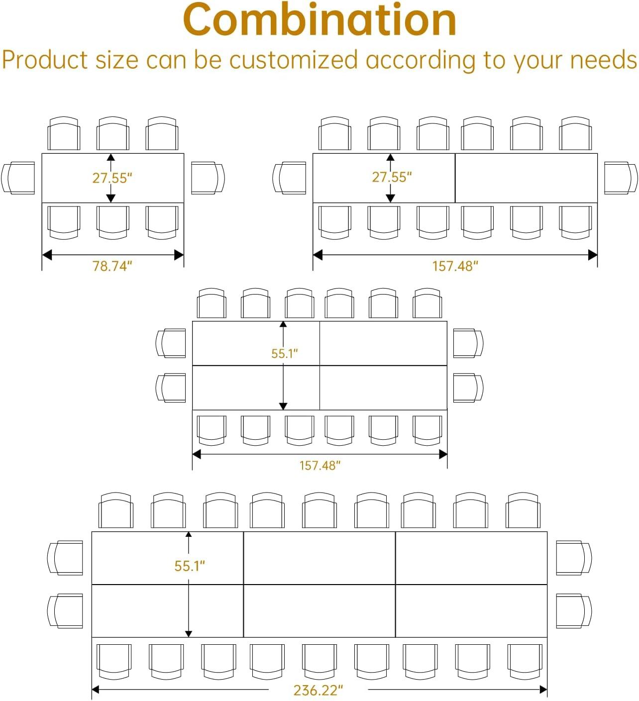 13FT Conference Table, Super Sturdy Large Rectangle Meeting Seminar Table for 16 Person, Long Business Tables, 4 Pcs White