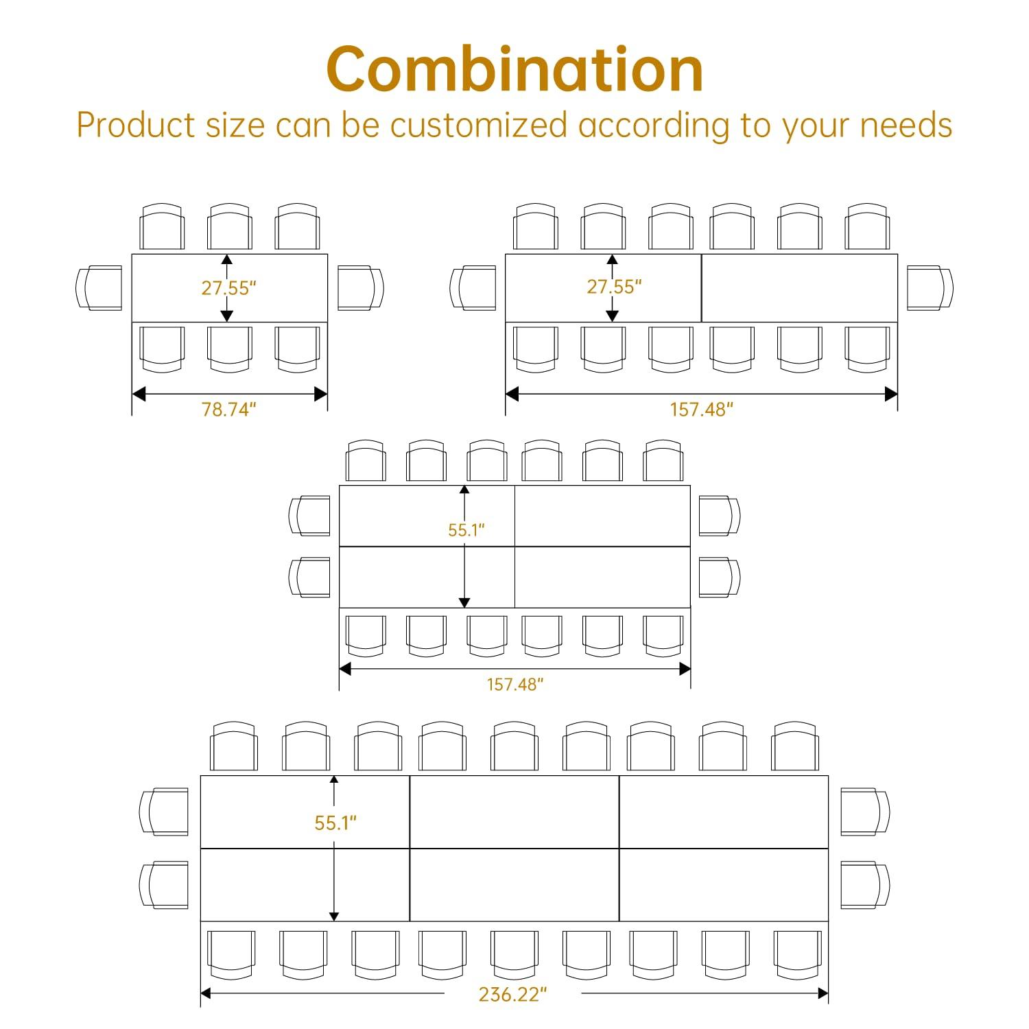 13FT Conference Table, Super Sturdy Large Rectangle Meeting Seminar Table for 16 Person, Long Business Tables, 4 Pcs White