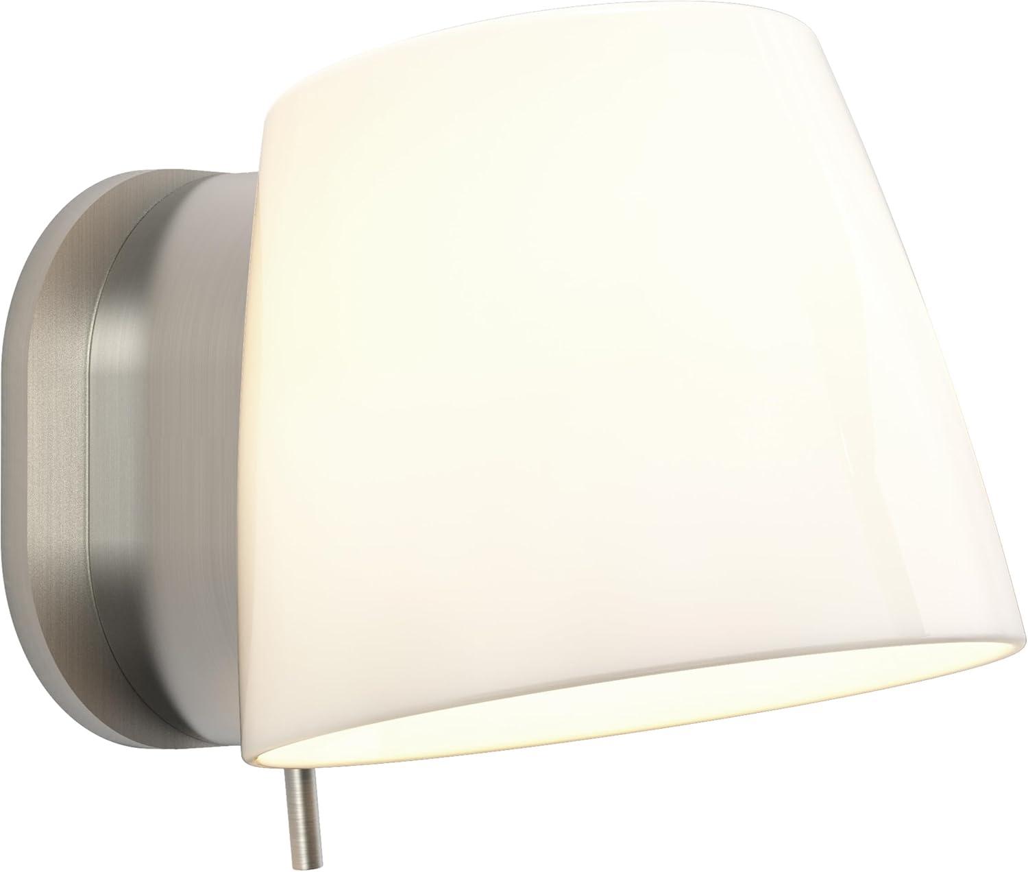 Matte Nickel Wall Sconce with Porcelain Shade