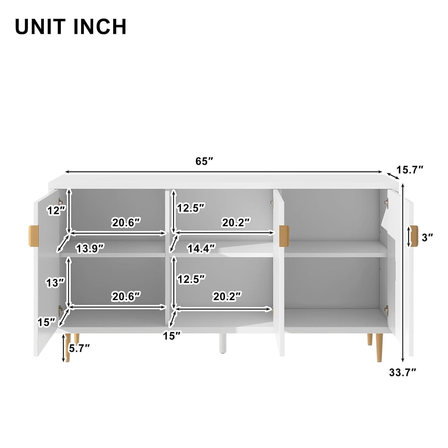 Merax Modern TV Stand Fits TVs up to 70", Television Console with 3 Doors & Adjustable Shelves & Storage Cabinets for Living Room, White