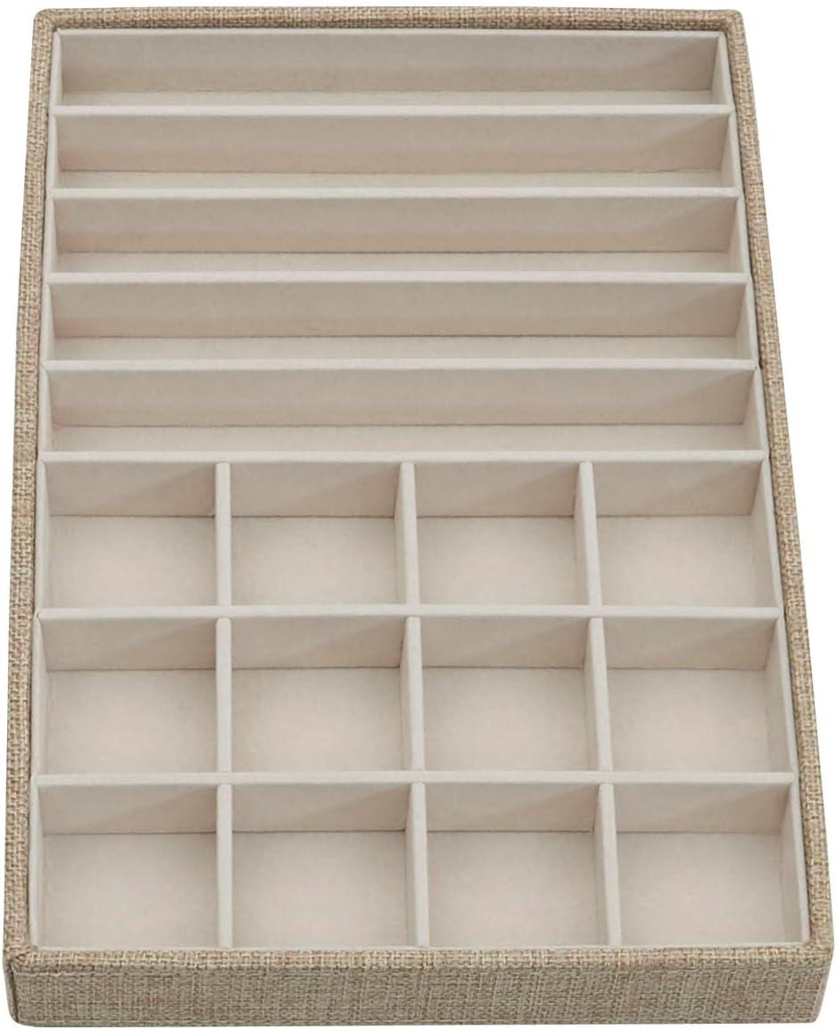 Household Essentials Stackable Jewelry Trays 3 Latte: Beige Polyester Drawer Organizer & Storage Trays, 8"x12"