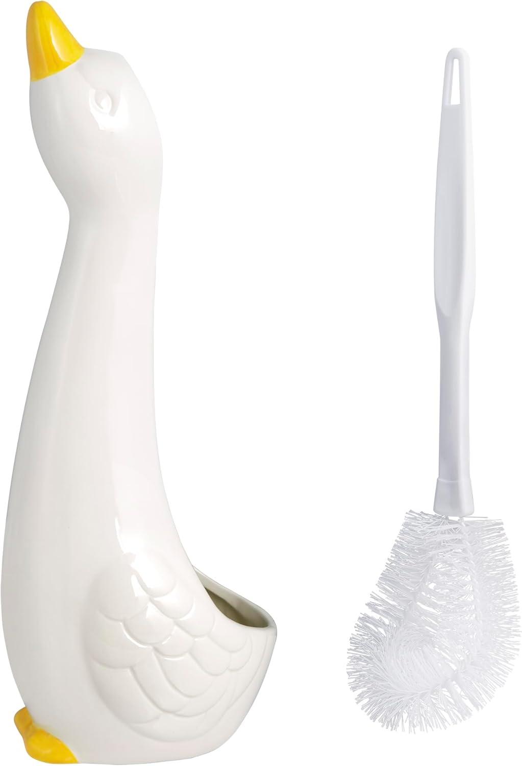 Duck Ceramic Toilet Brush And Holder by Allure Home Creation