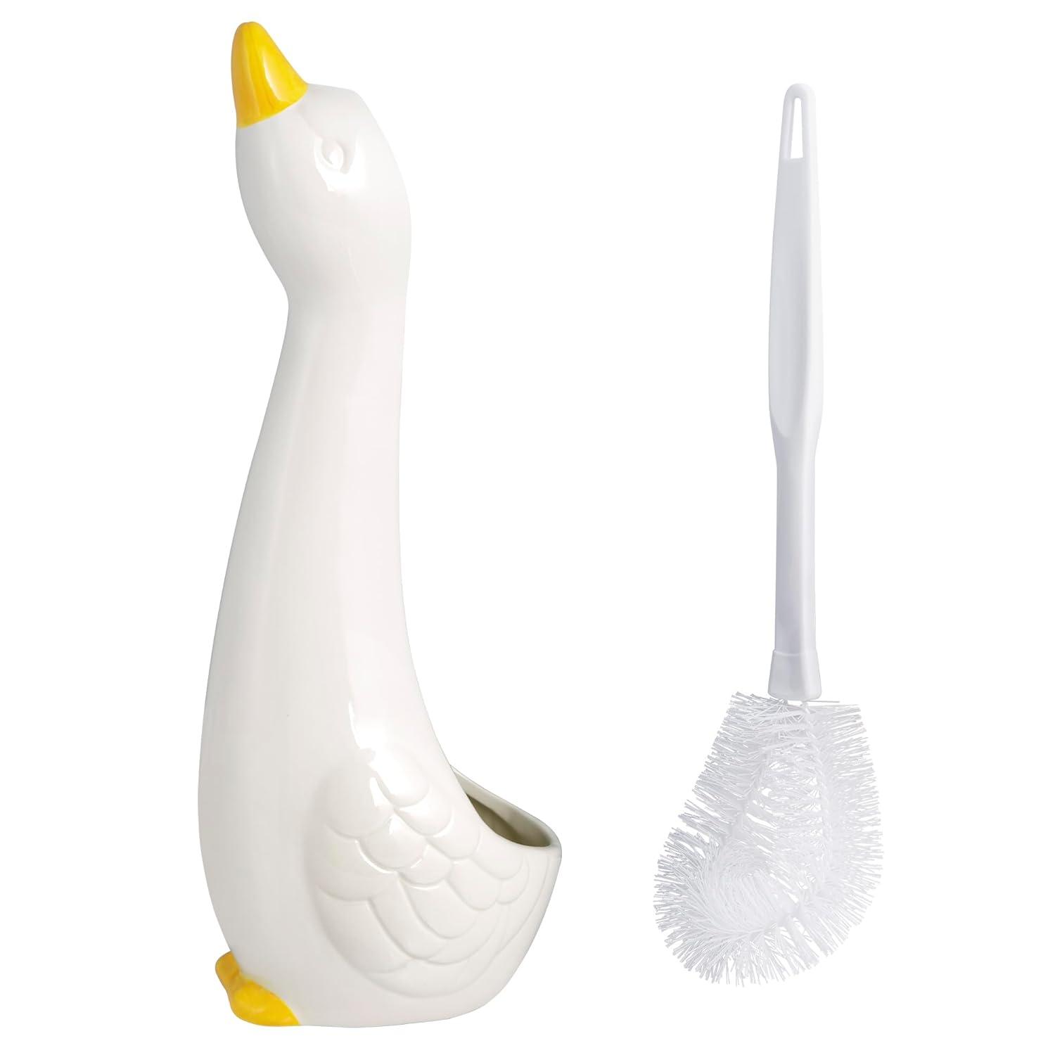 Duck Ceramic Toilet Brush And Holder by Allure Home Creation