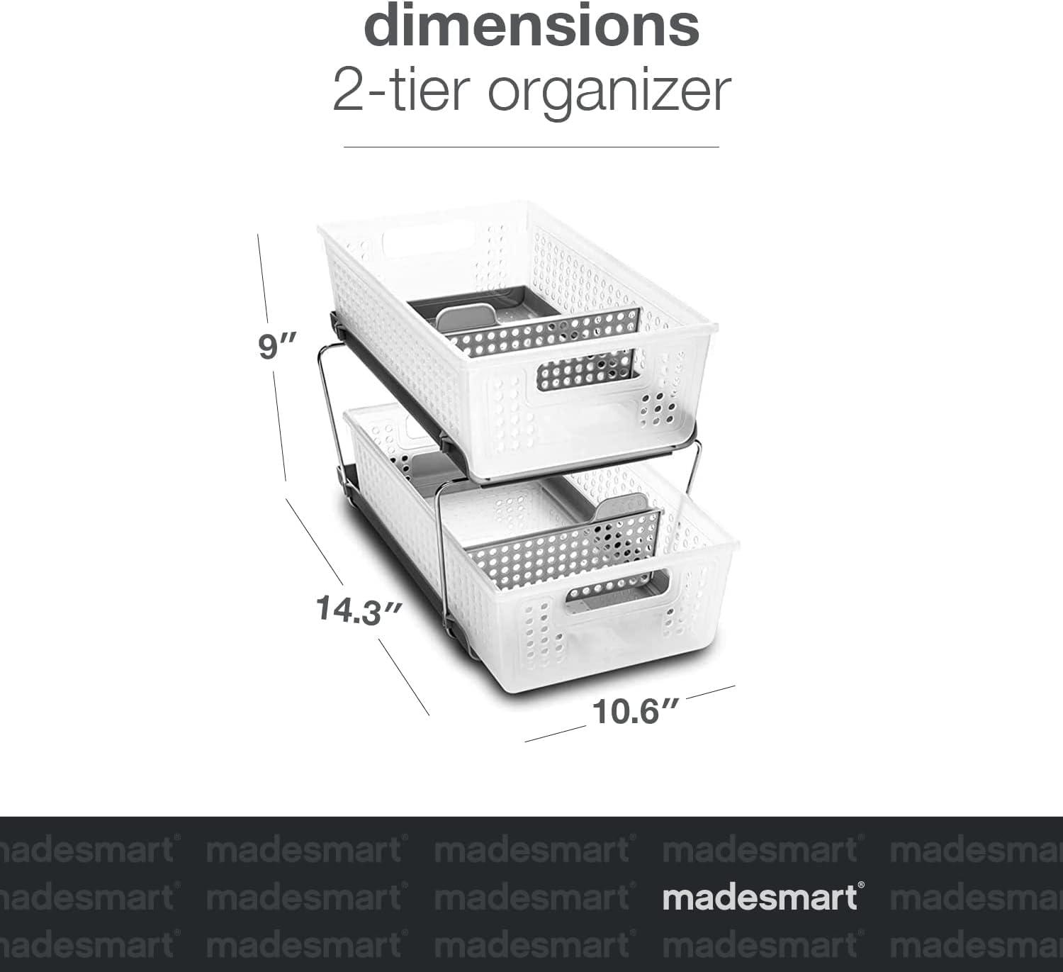 Two-Tier Organizer with Dividers Frost/Gray - Madesmart: Steel & Plastic, Hand Wash, Lockable