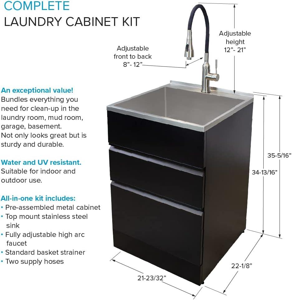 22'' L x 22'' W Free Standing Laundry Sink with Faucet