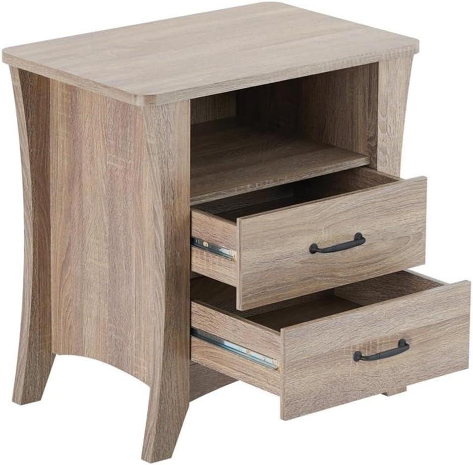 24" Colt Accent Table Rustic Natural - Acme Furniture: Engineered Wood Nightstand with Open Storage, 2 Drawers