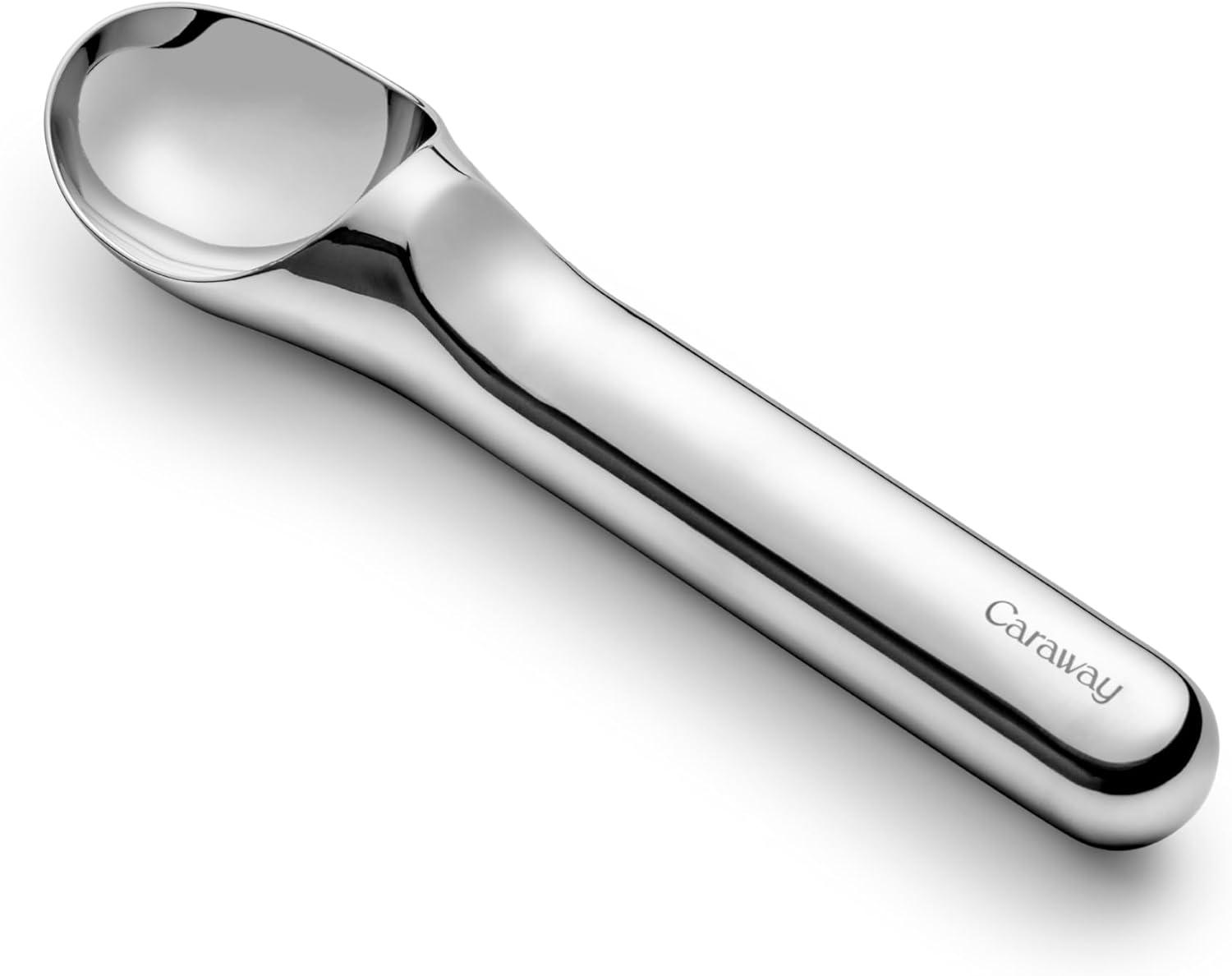 Caraway Home Stainless Steel Ice Cream Scoop: Solid Kitchen Spoon, Hand Wash, Silver, 7.2" Handle & Head Length